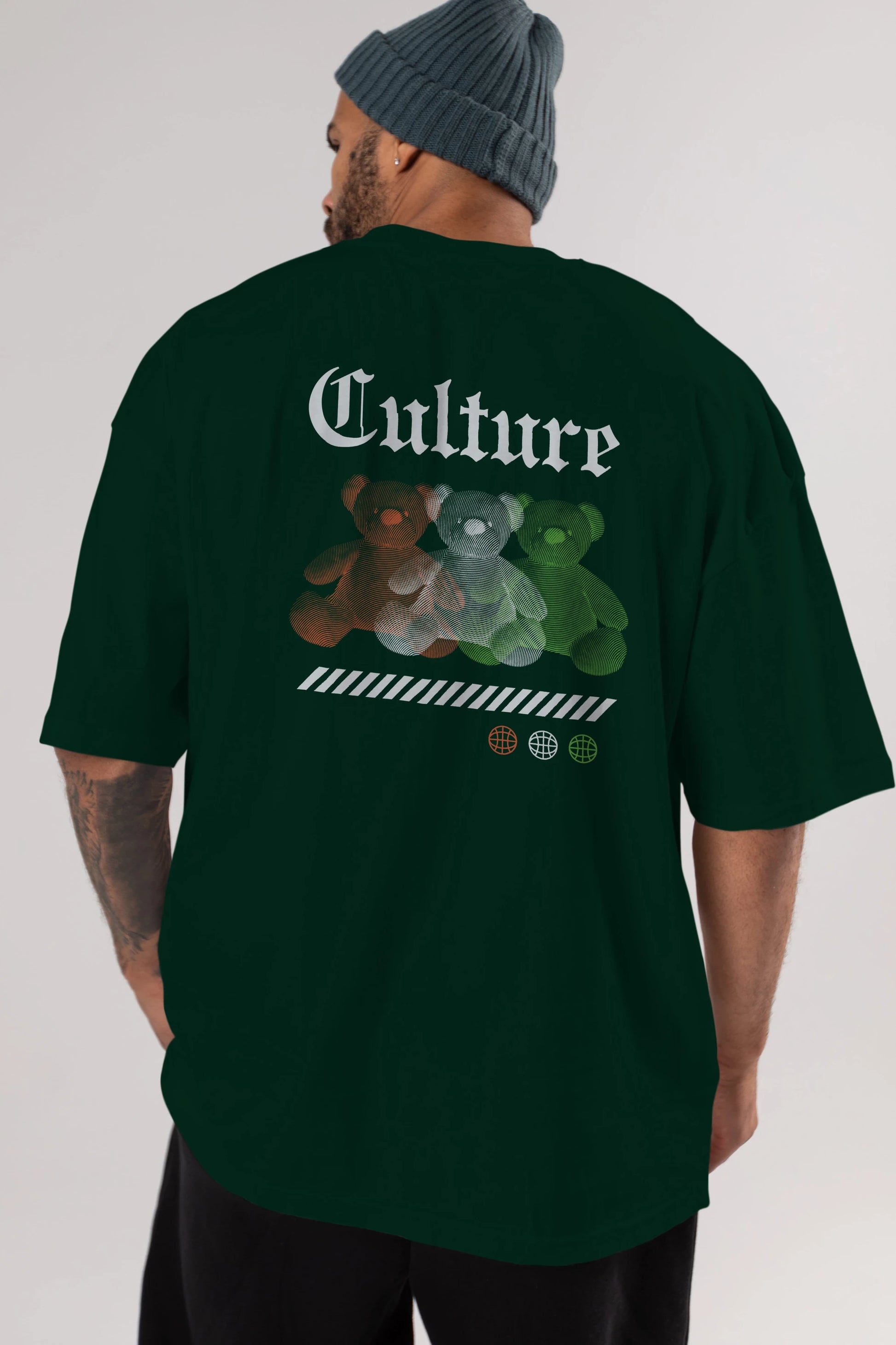 Culture Bear Arka Baskılı Oversize t-shirt Erkek Kadın Unisex