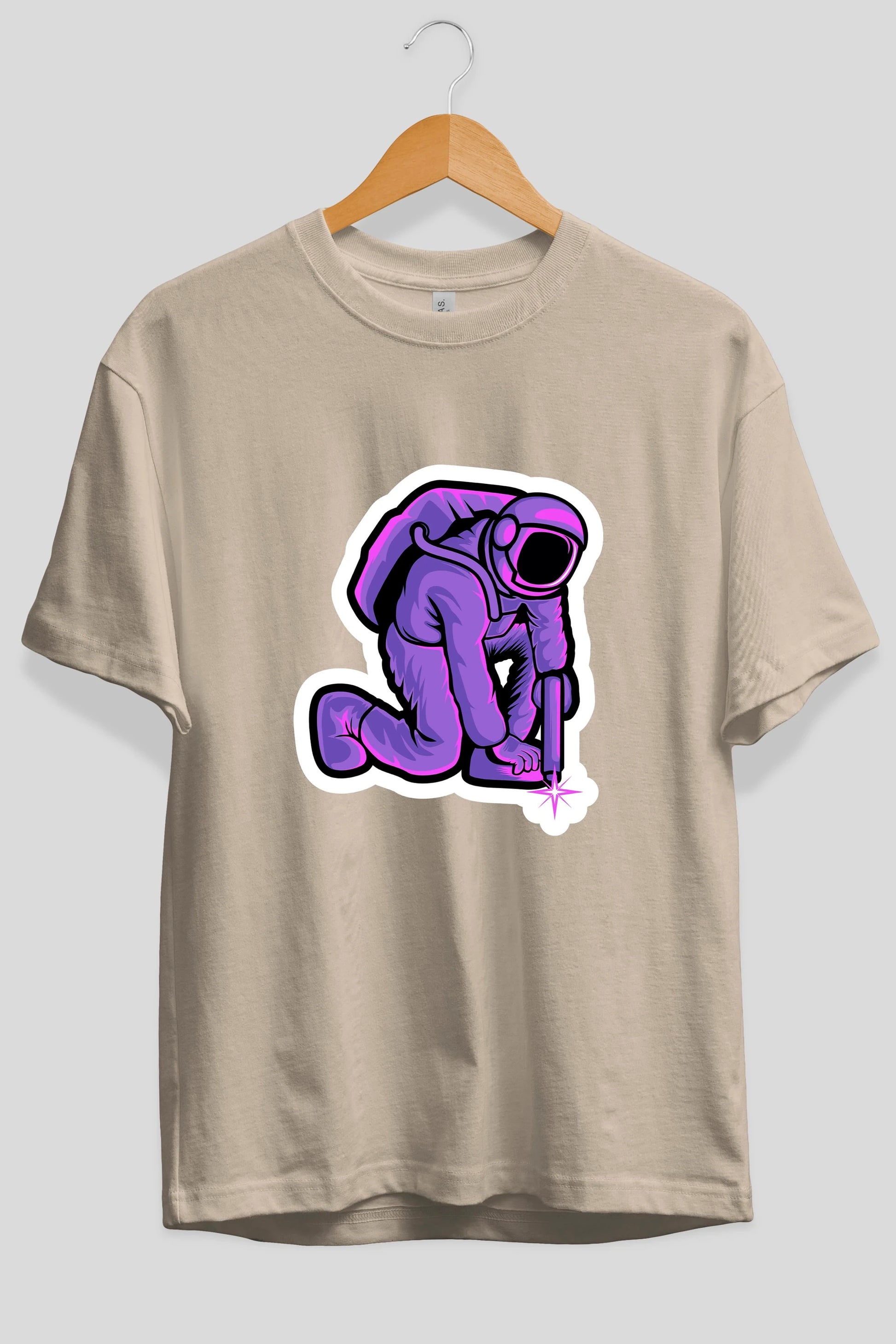 Welding in Space Sticker Ön Baskılı Oversize t-shirt Erkek Kadın Unisex