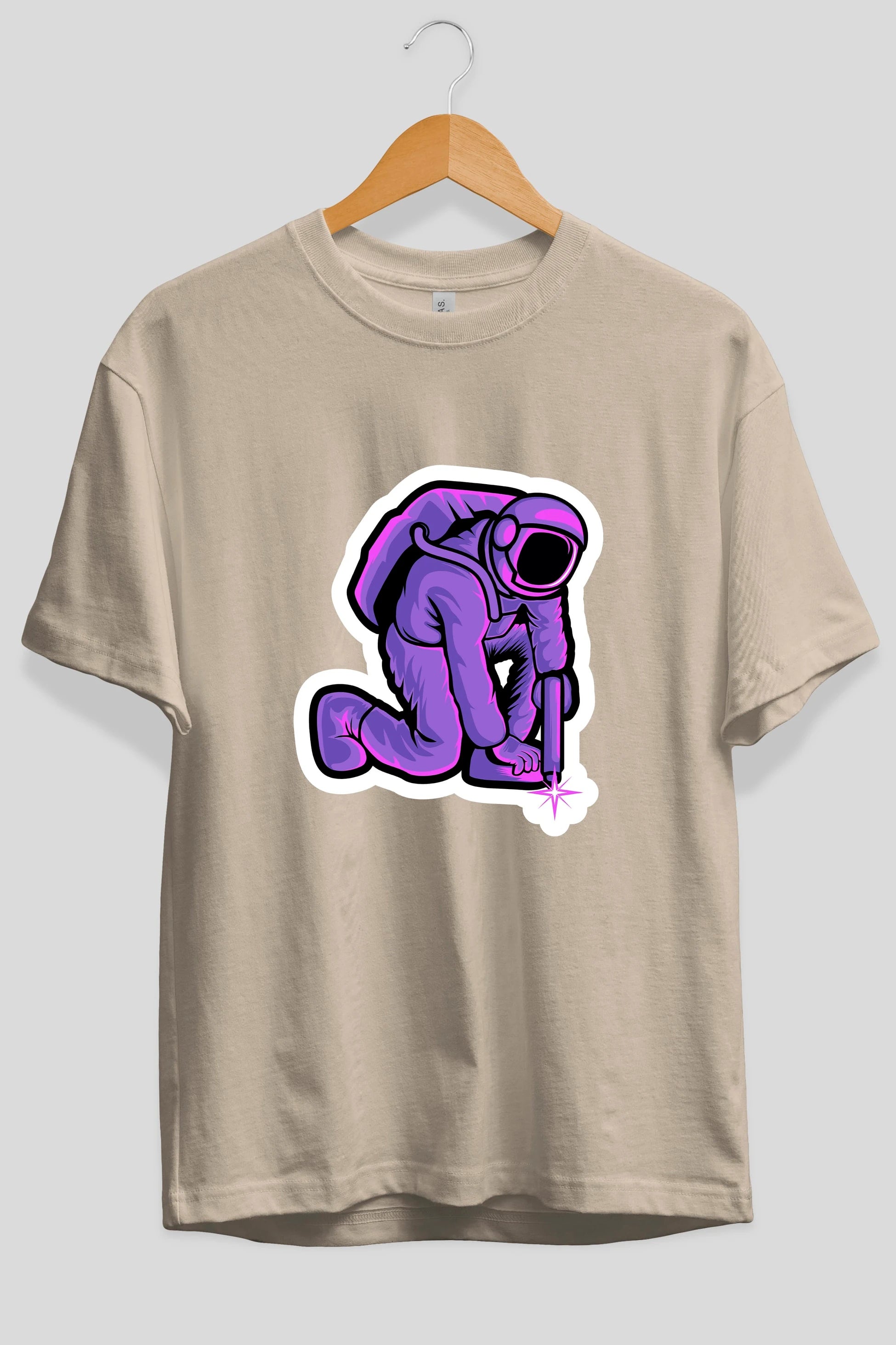 Welding in Space Sticker Ön Baskılı Oversize t-shirt Erkek Kadın Unisex