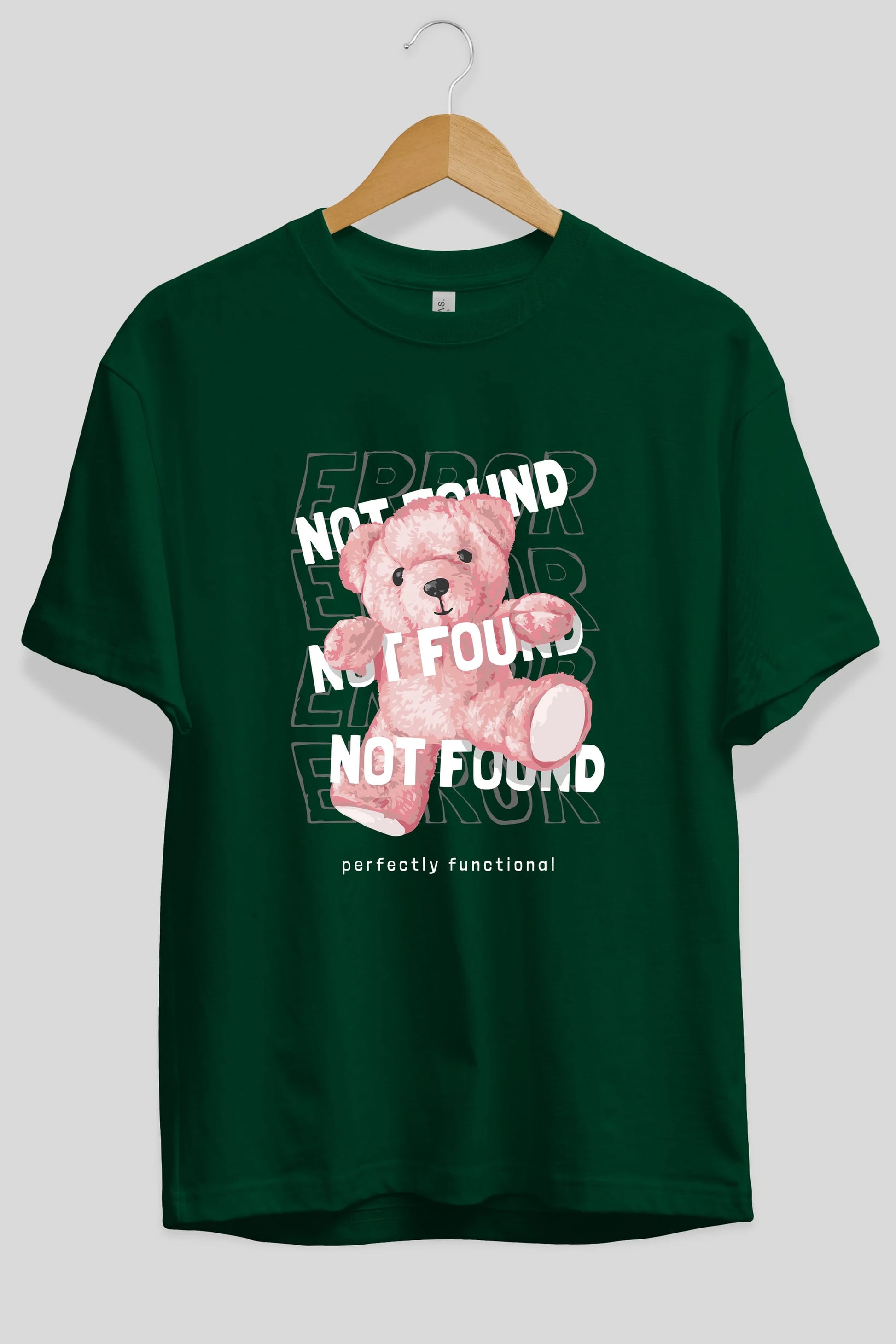 Error Not Found Bear Ön Baskılı Oversize t-shirt Erkek Kadın Unisex