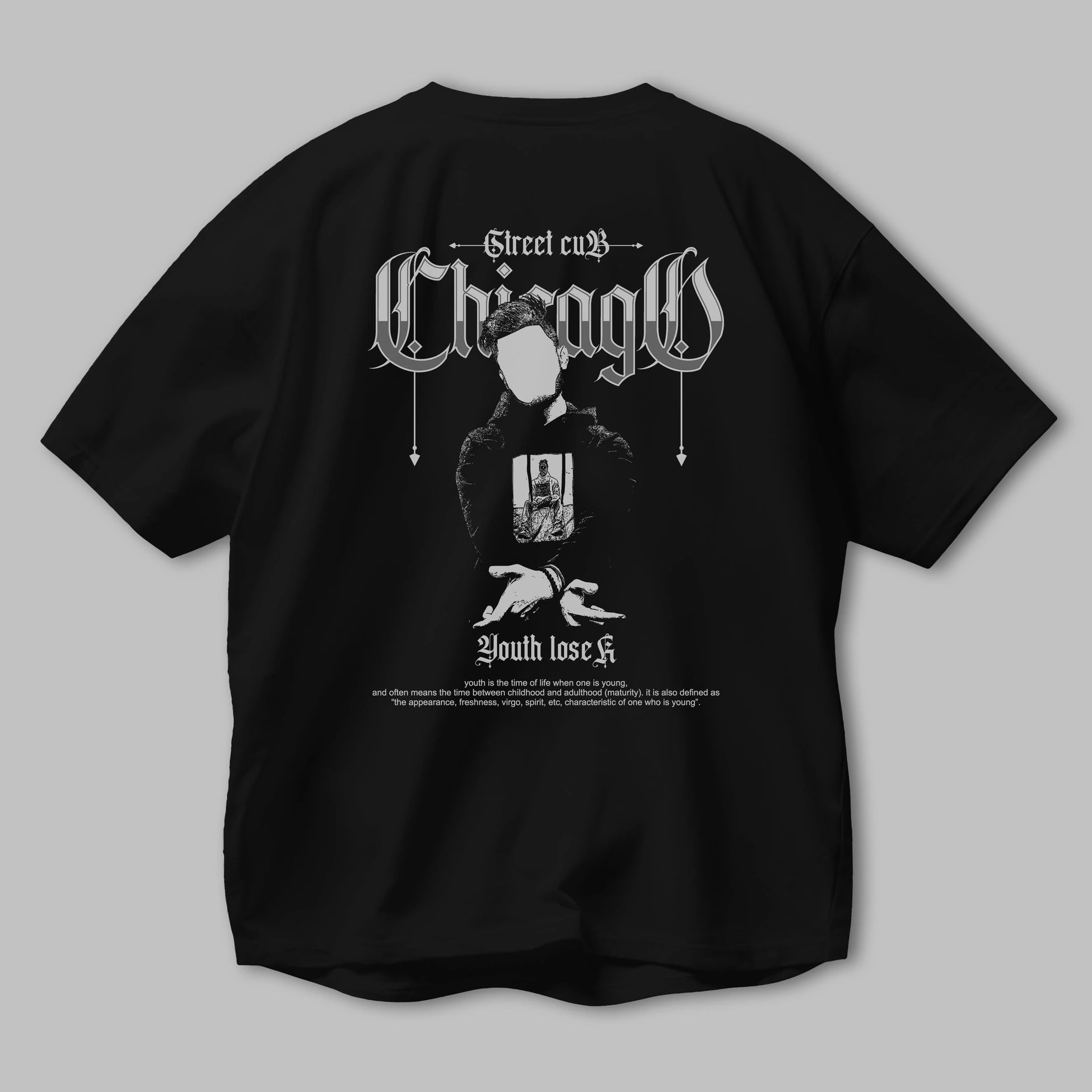 Chicago Street Club Arka Baskılı Oversize t-shirt Erkek Kadın Unisex