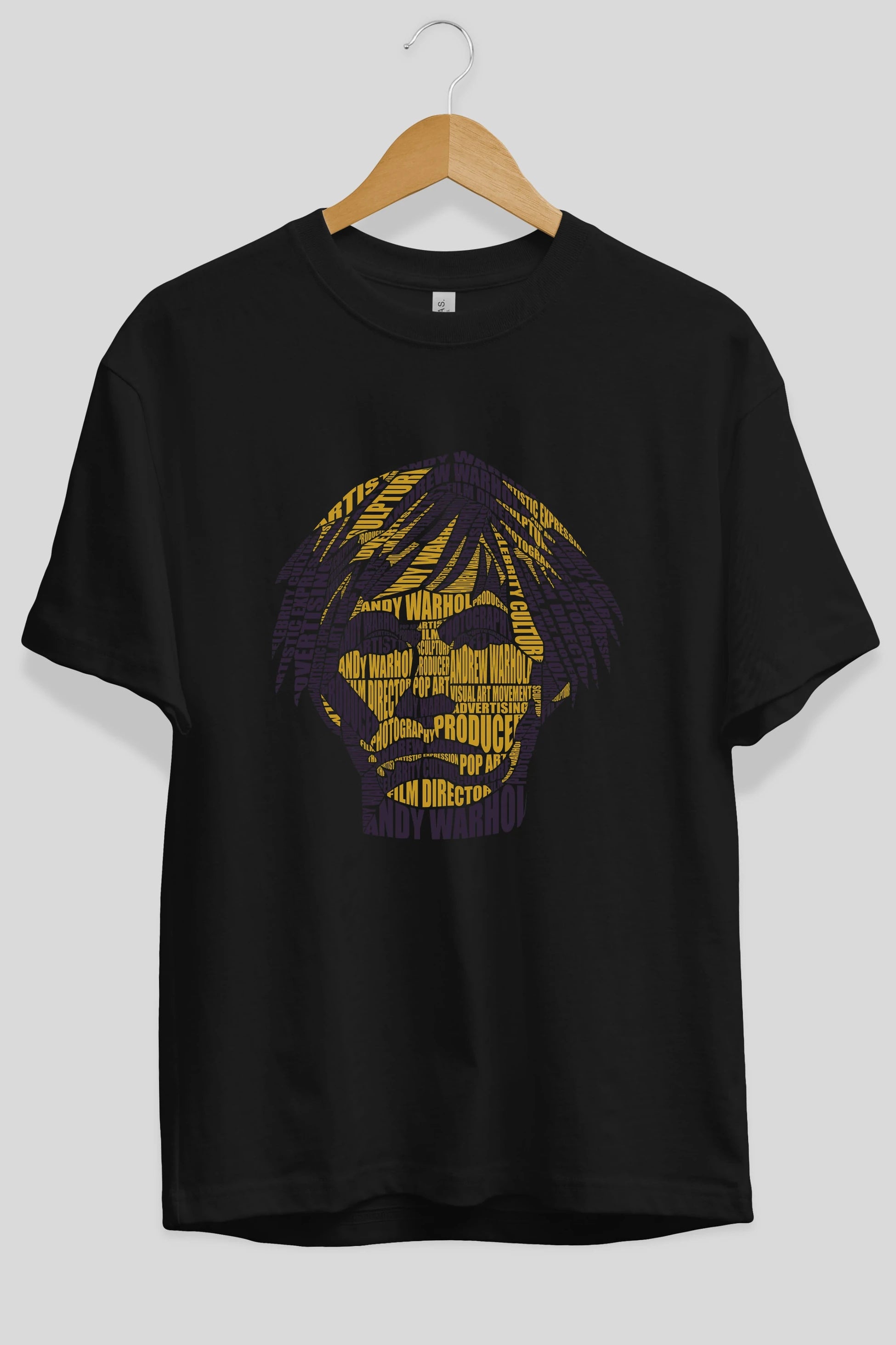 Andy Warhol Calligram Ön Baskılı Oversize t-shirt %100 pamuk Erkek Kadın Unisex