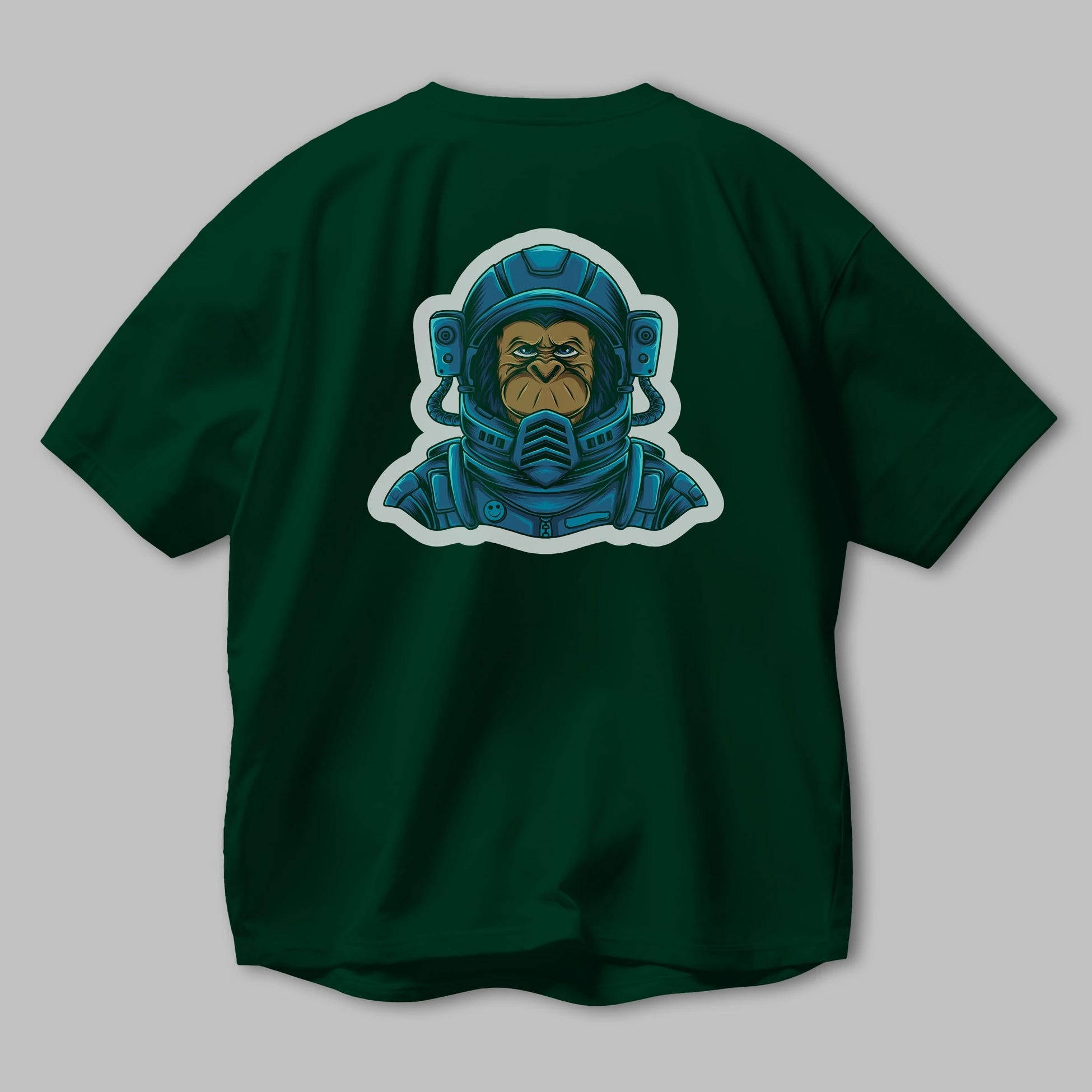 Astromonkey Sticker Arka Baskılı Oversize t-shirt Erkek Kadın Unisex