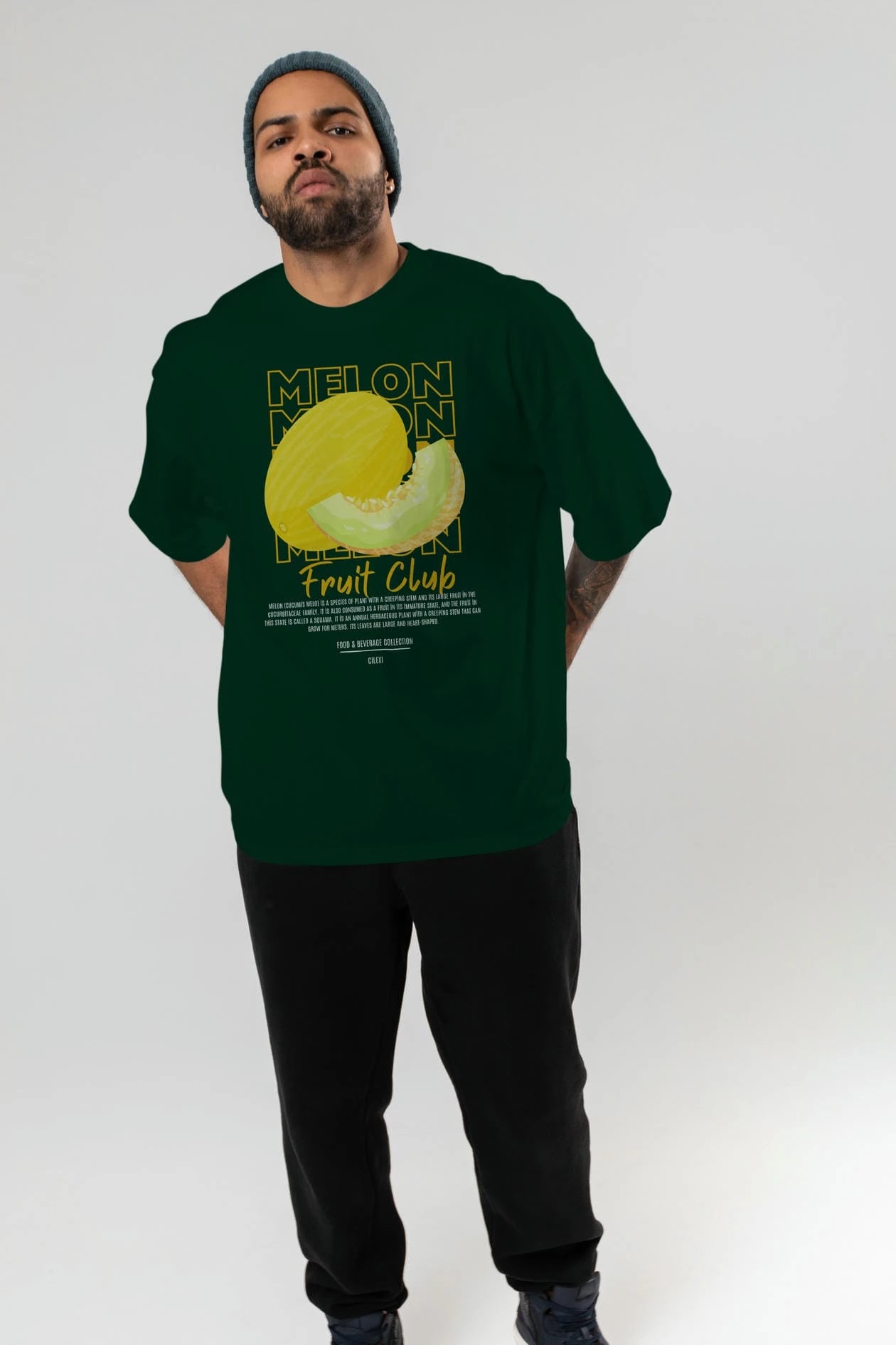 Melon Ön Baskılı Oversize t-shirt Erkek Kadın Pamuk Bisiklet Yaka tişort