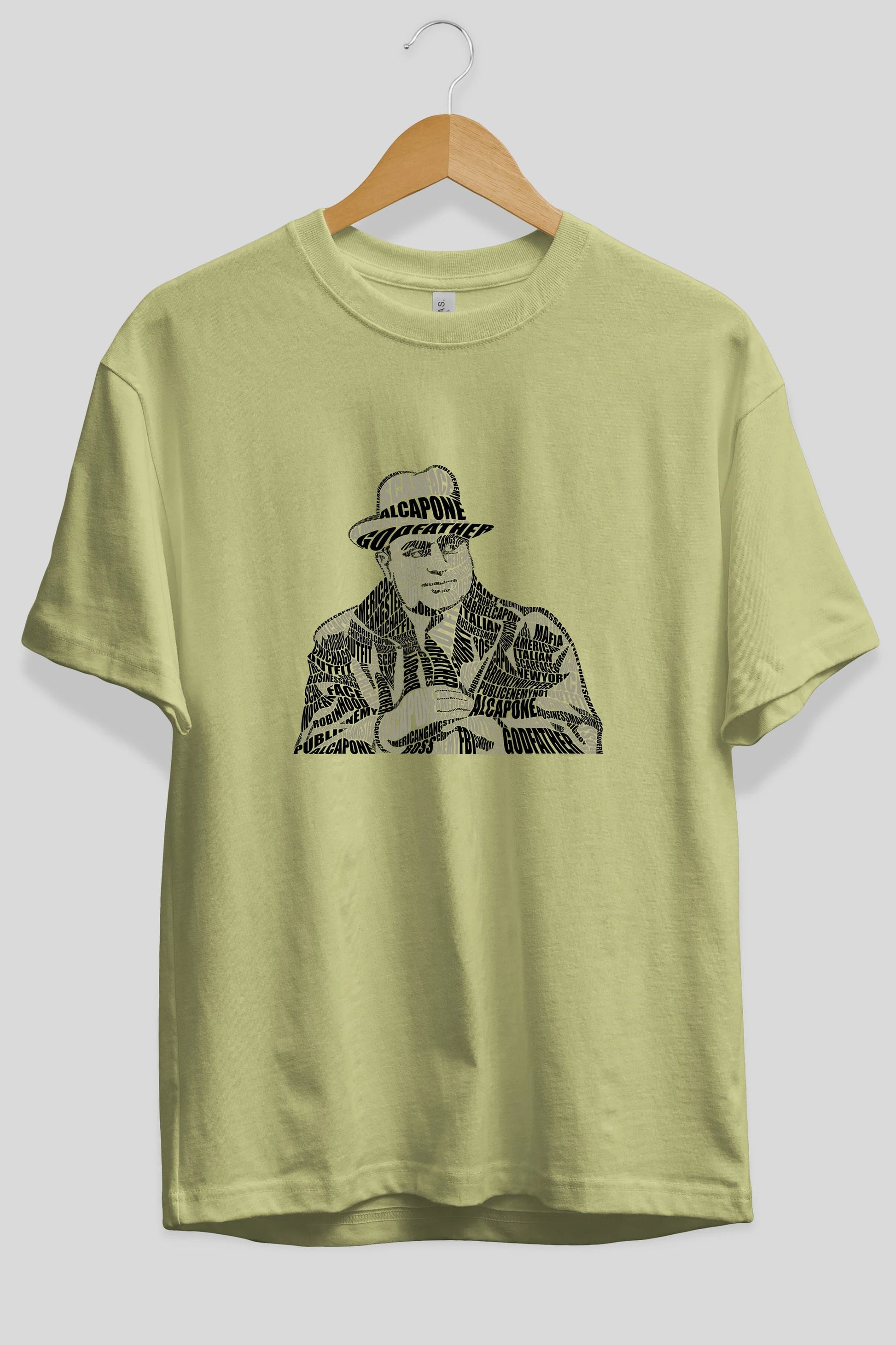 Al Capone Calligram Ön Baskılı Oversize t-shirt %100 pamuk Erkek Kadın Unisex