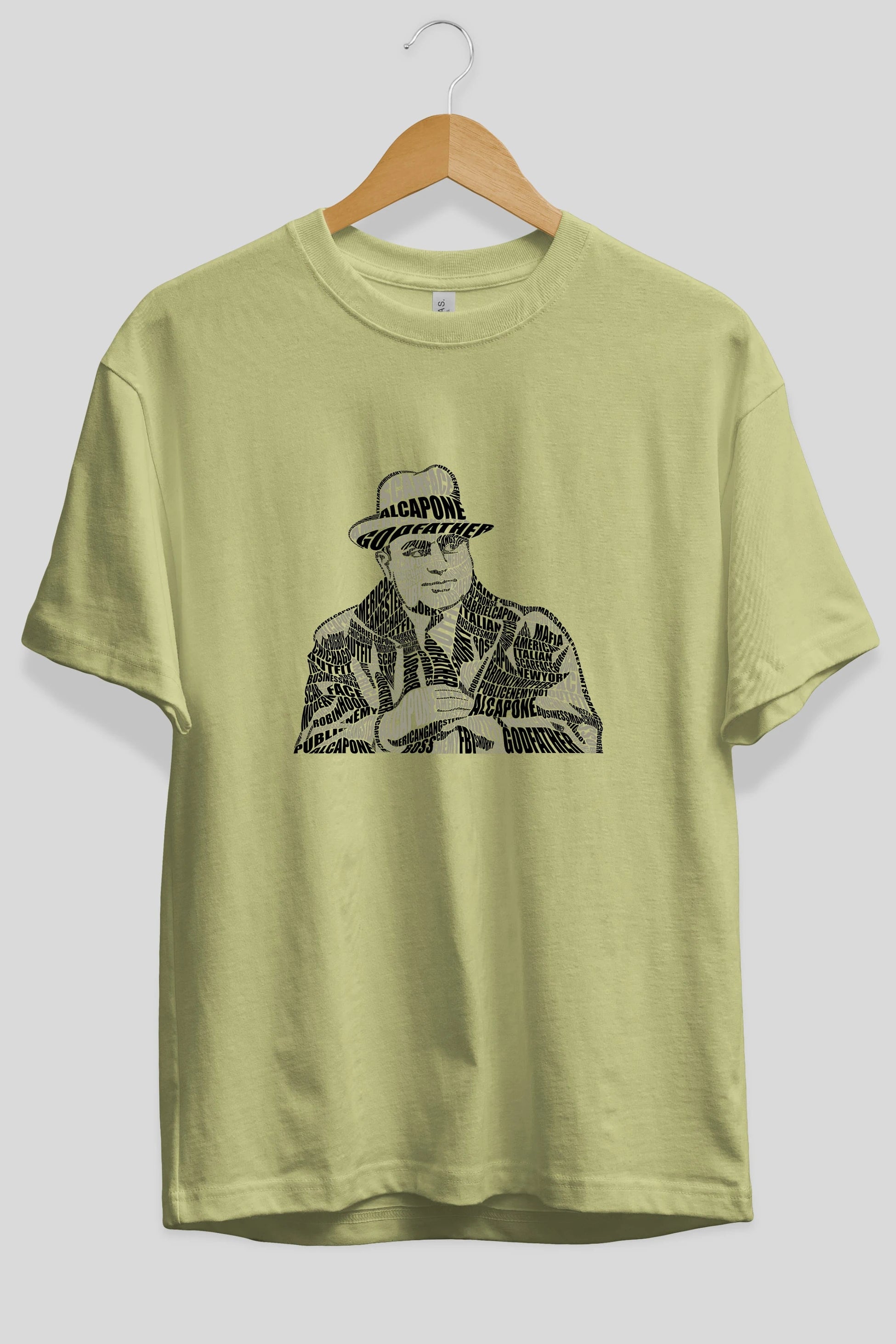 Al Capone Calligram Ön Baskılı Oversize t-shirt %100 pamuk Erkek Kadın Unisex