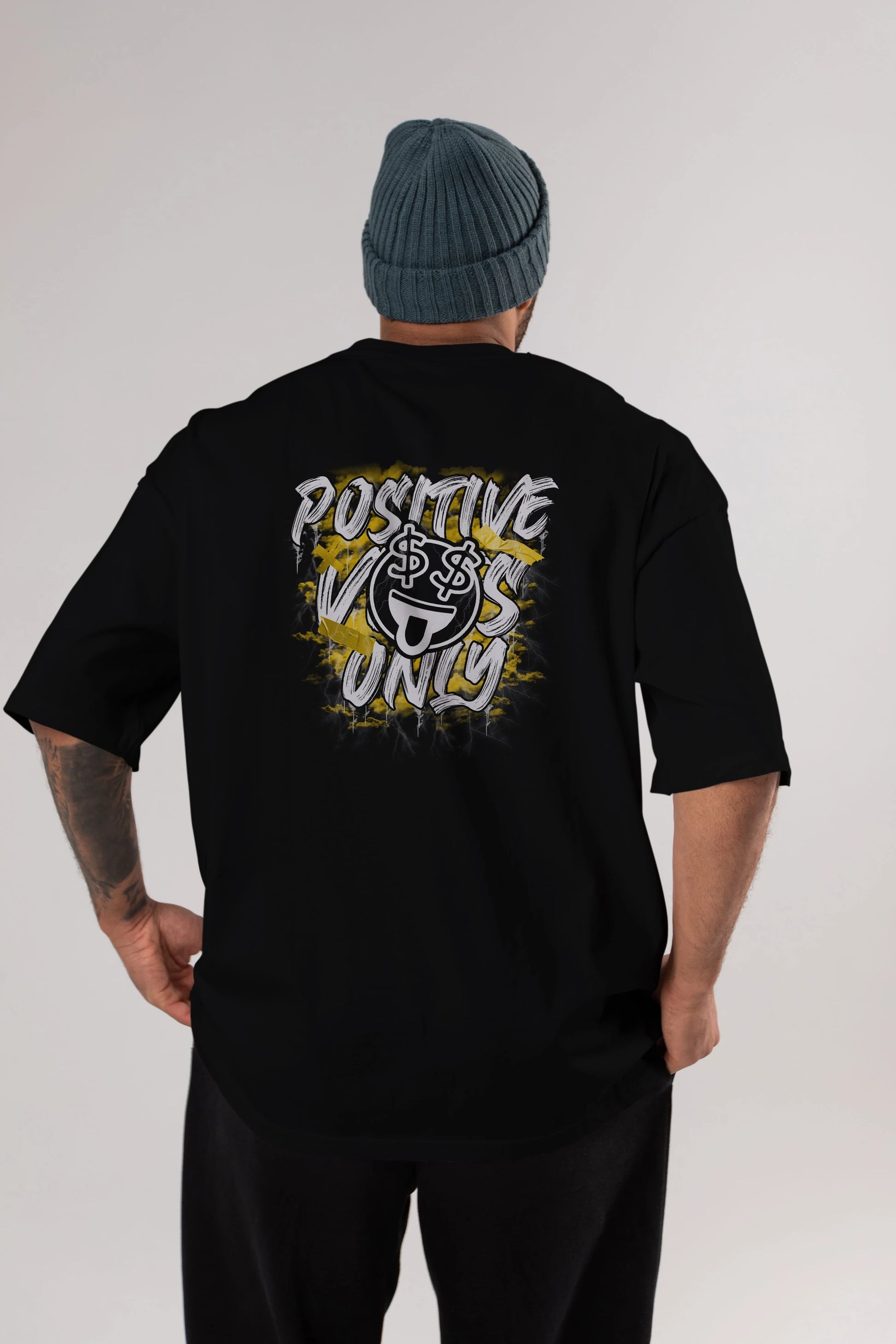 Positive Only Arka Baskılı Oversize t-shirt Erkek Kadın Unisex