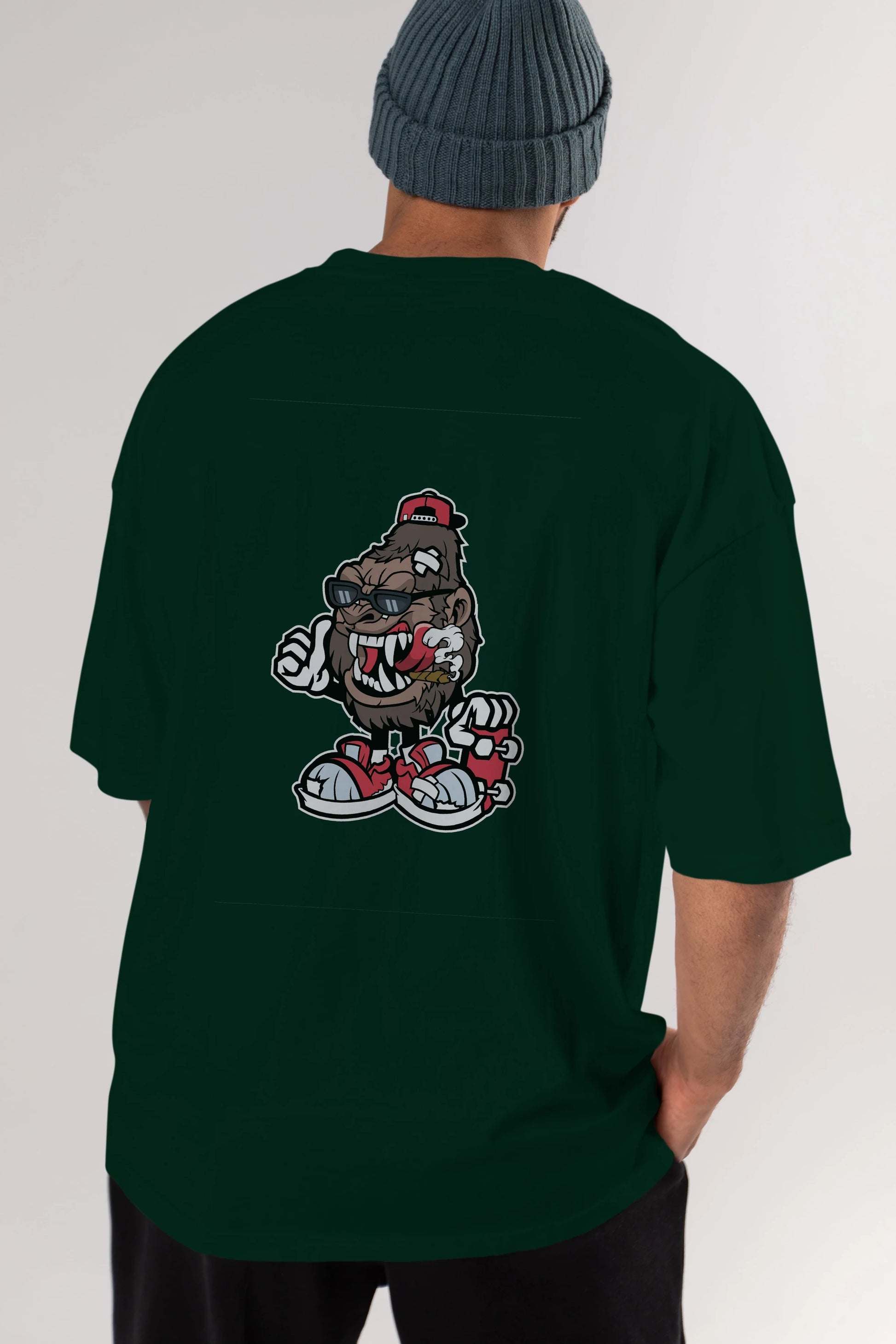 Gorilla Skater Arka Baskılı Oversize t-shirt Erkek Kadın Unisex %100 Pamuk tişort