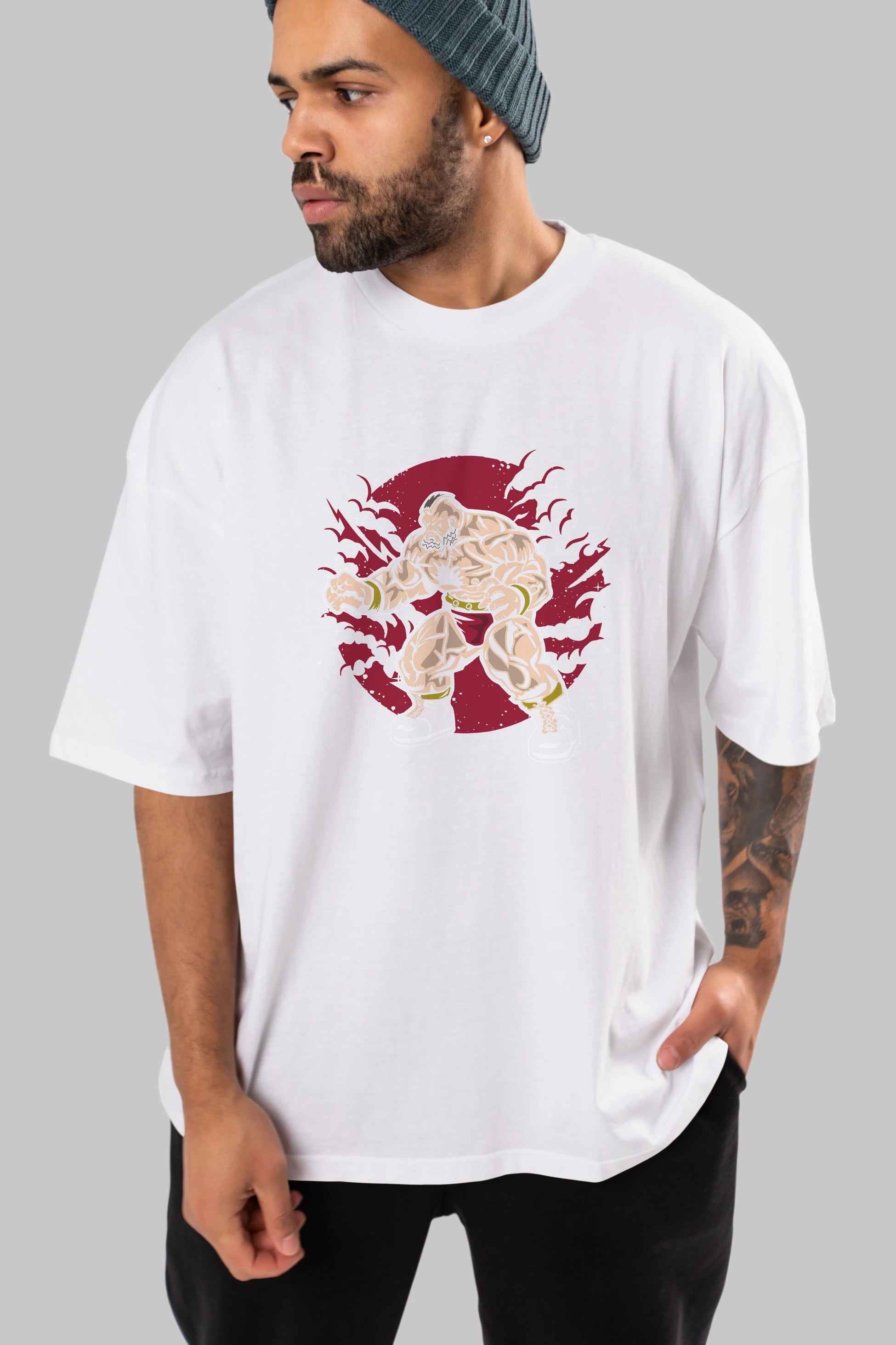 ZANGGIEF Ön Baskılı Oversize t-shirt Erkek Kadın Unisex %100 Pamuk tişort