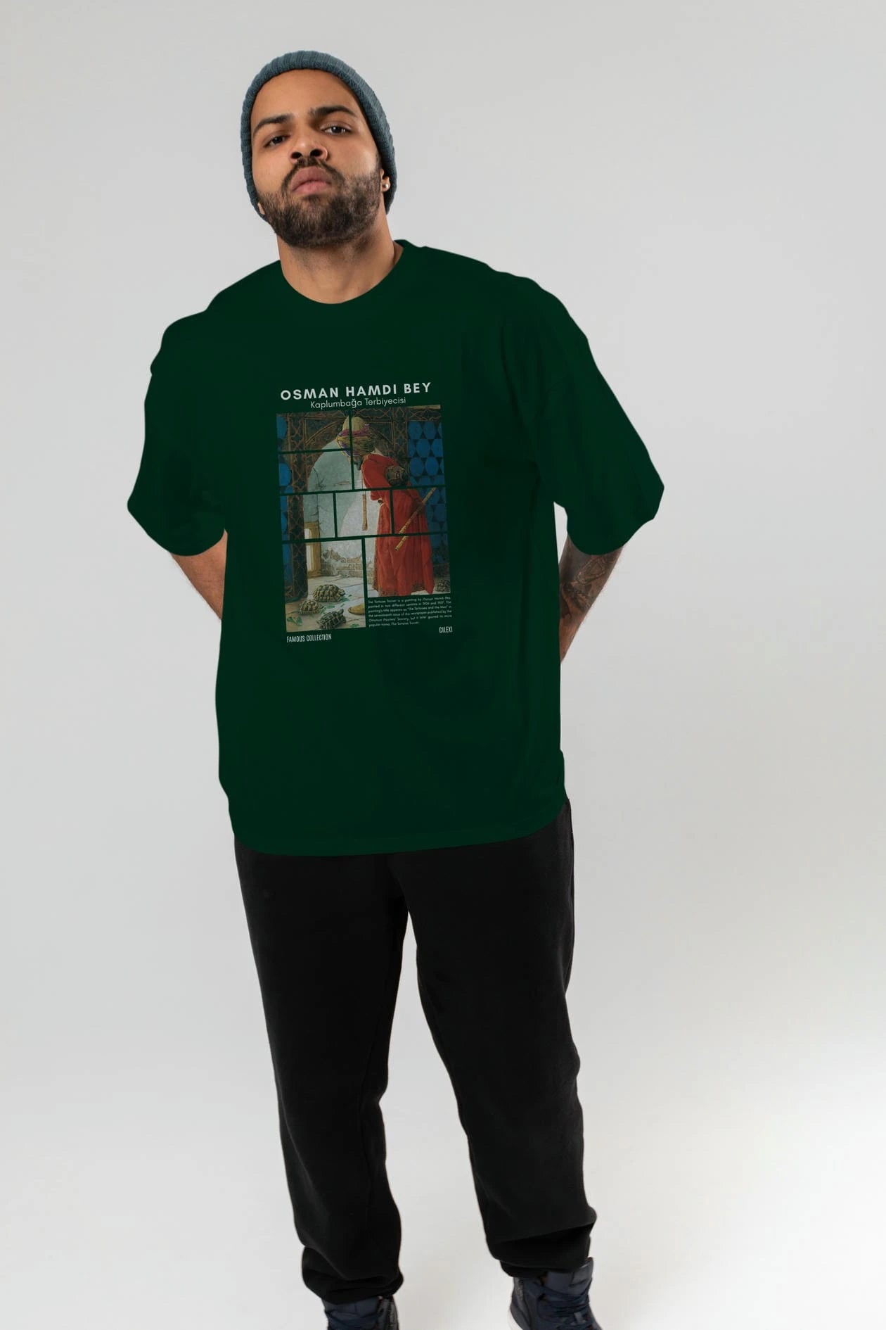 Osman Hamdi Bey ön Baskılı Oversize t-shirt Erkek Kadın Bisiklet Yaka Pamuk tişort