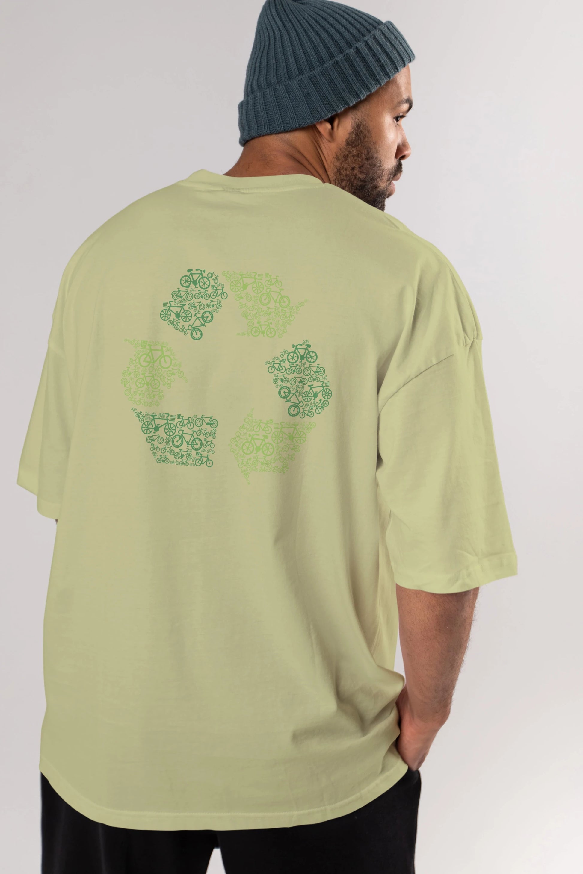 Recycling Arka Baskılı Oversize t-shirt %100 pamuk Erkek Kadın Unisex