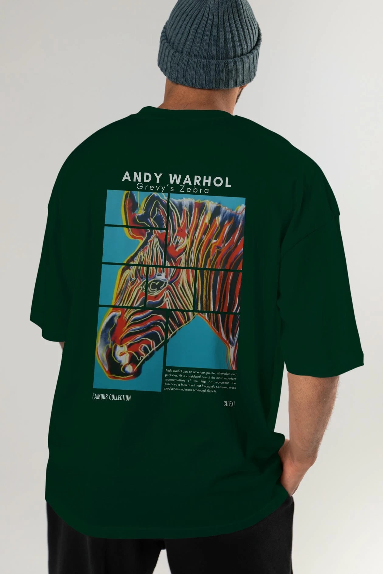 Andy Warhol Arka Baskılı Oversize t-shirt Erkek Kadın Bisiklet Yaka Pamuk tişort