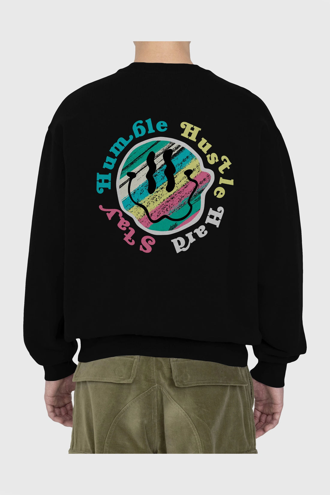 Stay Humble 2 Arka Baskılı Oversize Sweatshirt Erkek Kadın Unisex