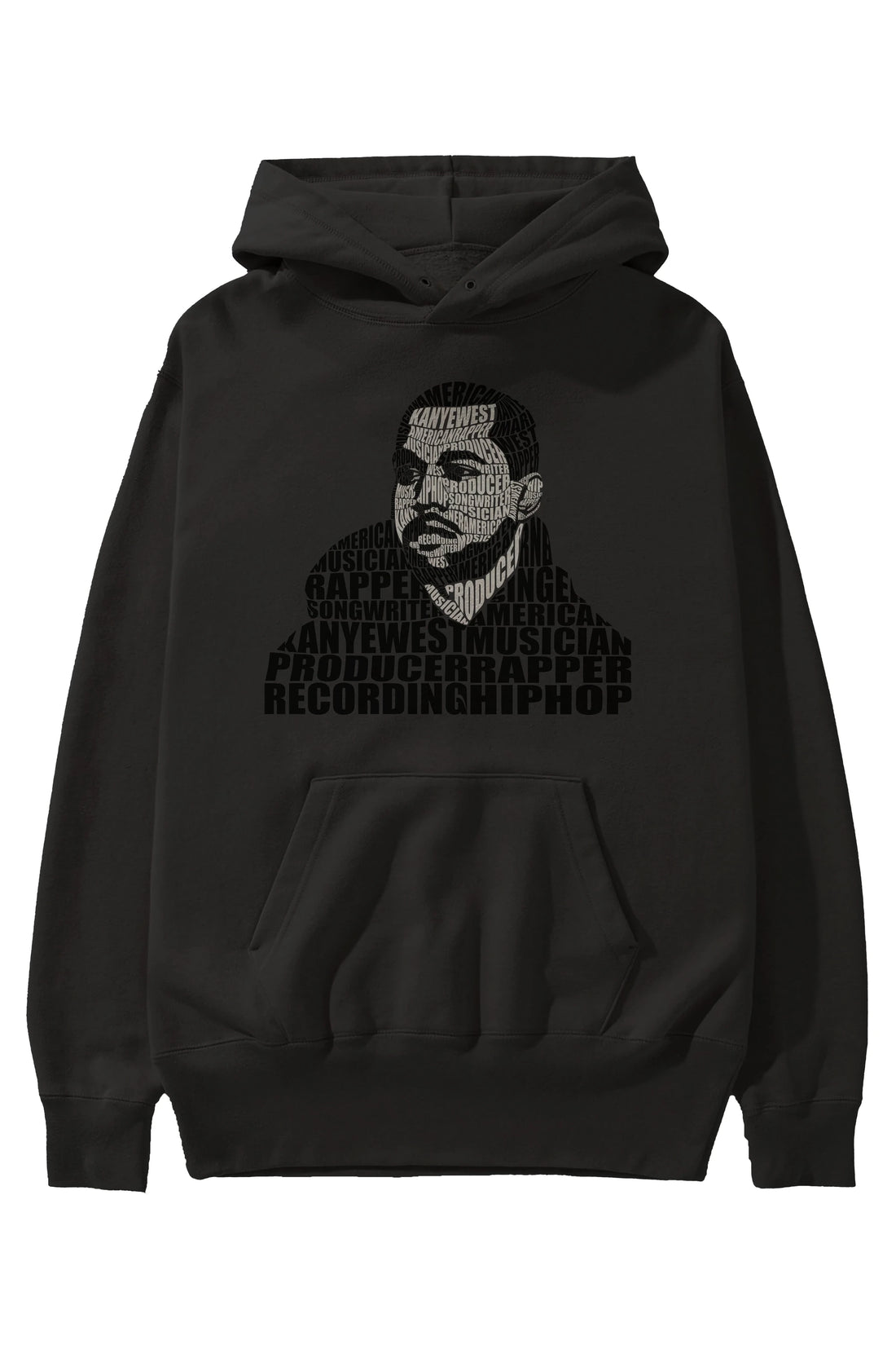 Kanye West Calligram Ön Baskılı Hoodie Oversize Kapüşonlu Sweatshirt Erkek Kadın Unisex