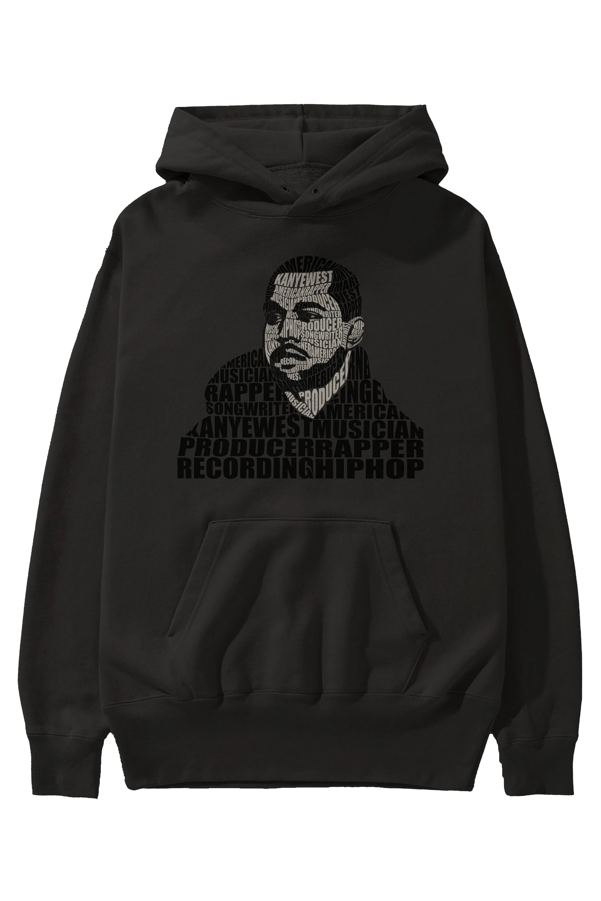 Kanye West Calligram Ön Baskılı Hoodie Oversize Kapüşonlu Sweatshirt Erkek Kadın Unisex