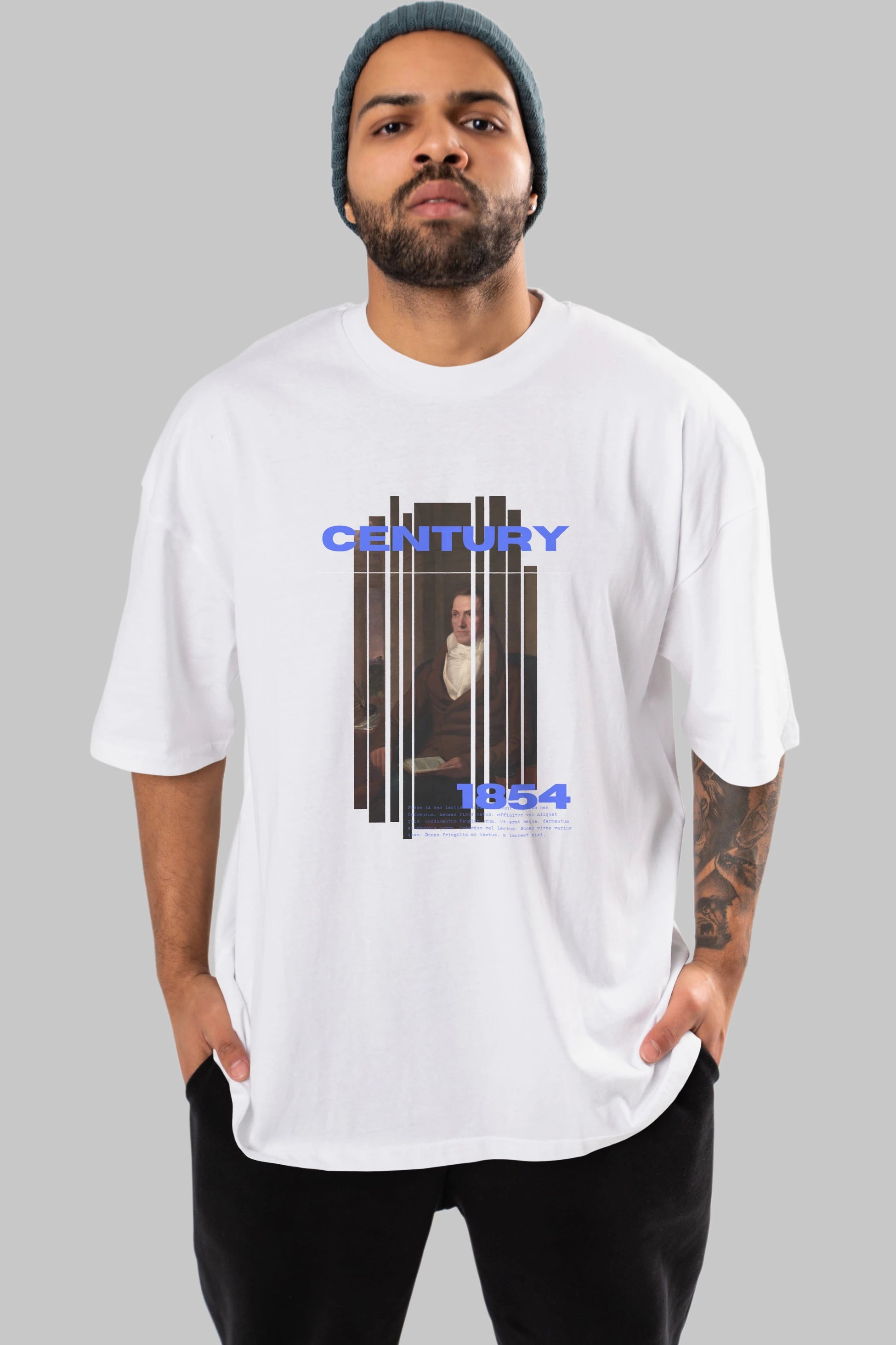 Century 1854 Yazılı Ön Baskılı Oversize t-shirt Erkek Kadın Unisex