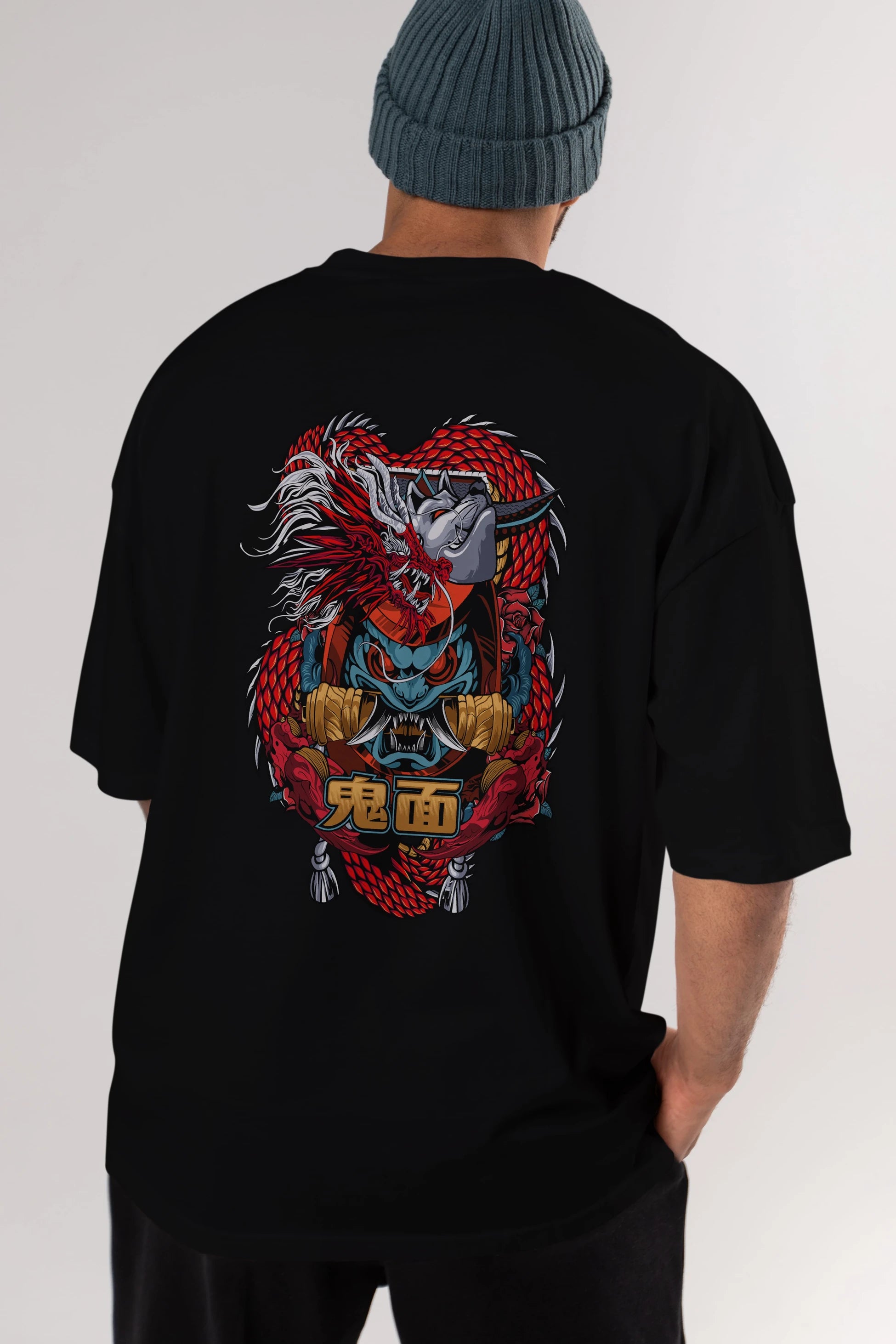 TRIBAL Anime Arka Baskılı Oversize t-shirt Erkek Kadın Unisex