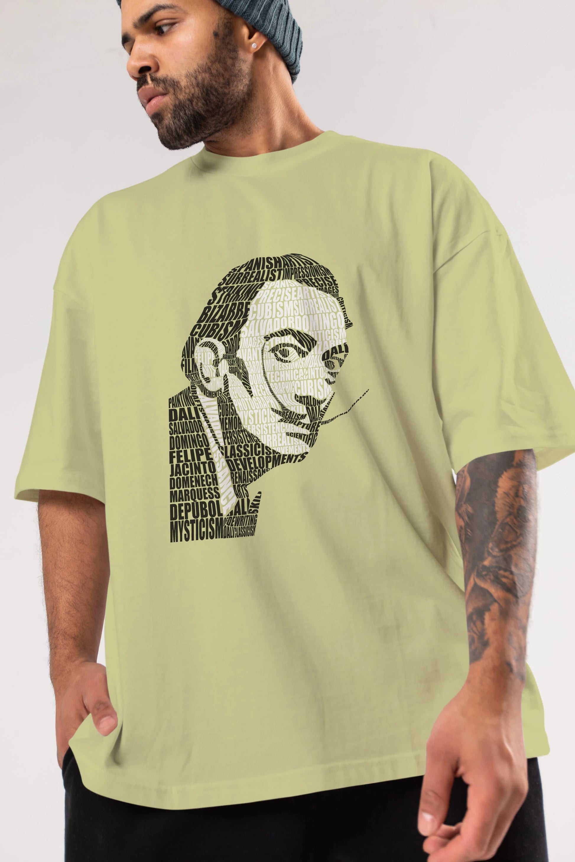 Salvador Dali Calligram Ön Baskılı Oversize t-shirt %100 pamuk Erkek Kadın Unisex