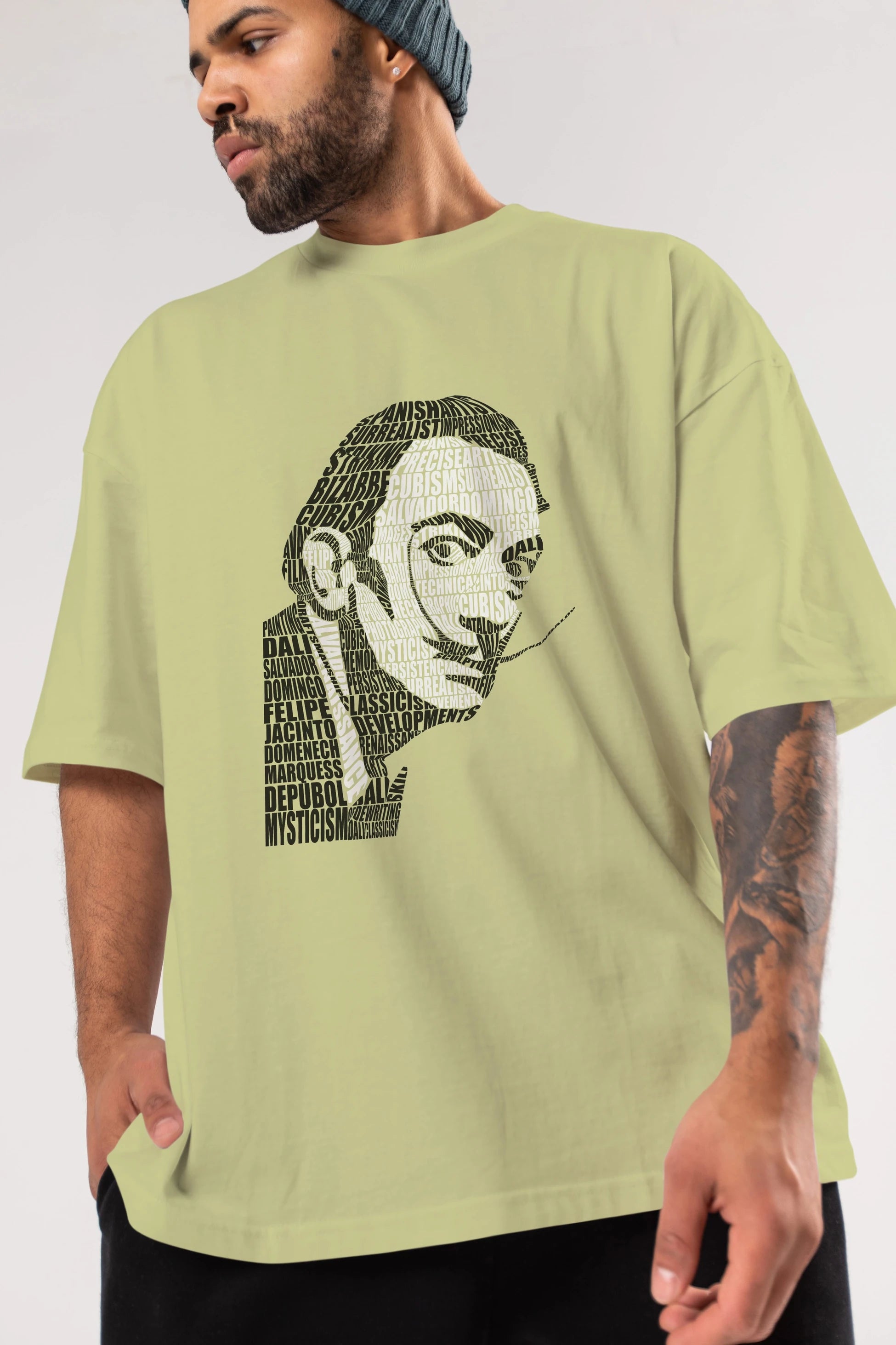 Salvador Dali Calligram Ön Baskılı Oversize t-shirt %100 pamuk Erkek Kadın Unisex