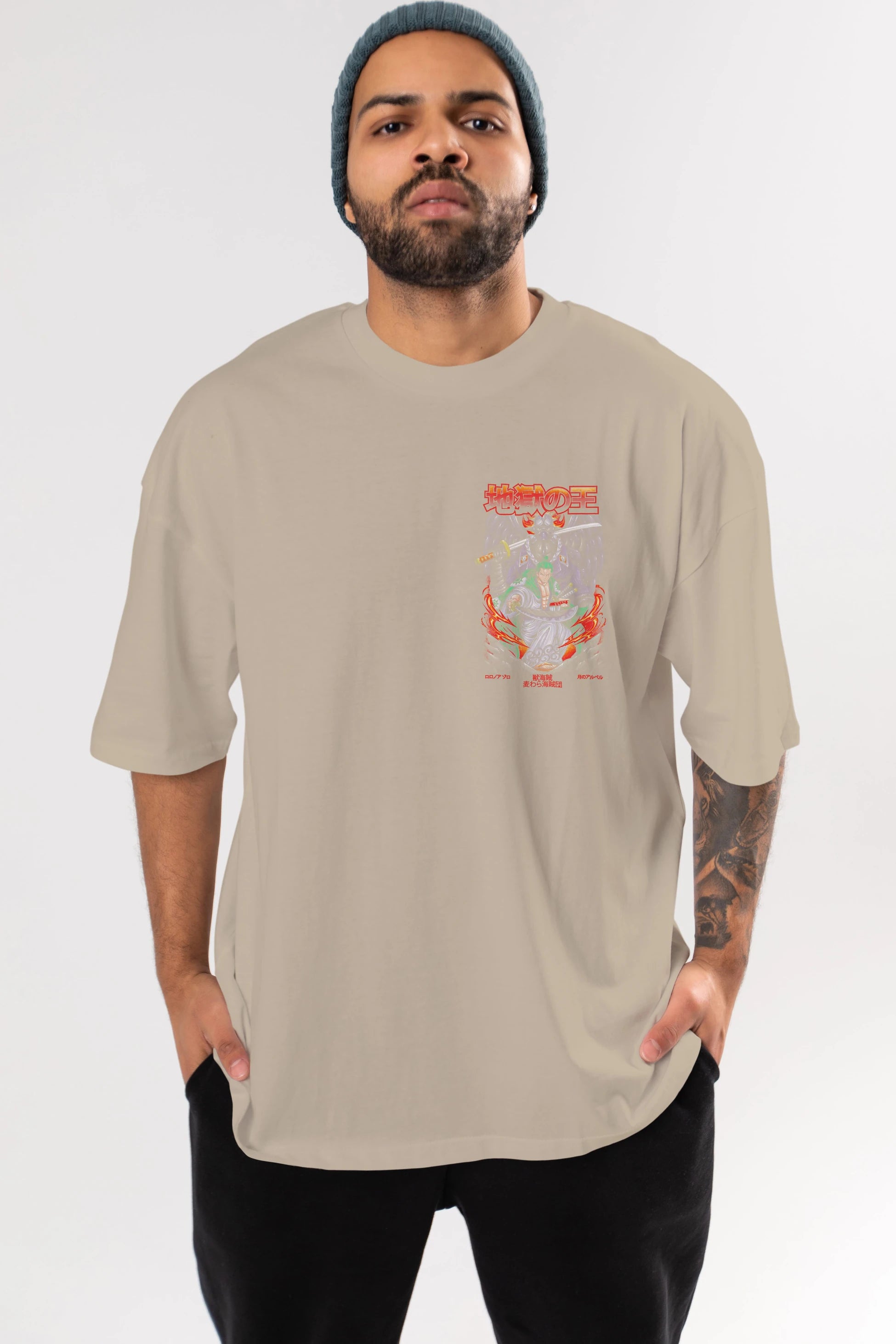 Roronoa Zoro 4 Ön Sol Baskılı Oversize t-shirt Erkek Kadın Unisex %100 Pamuk Bisiklet Yaka tişort