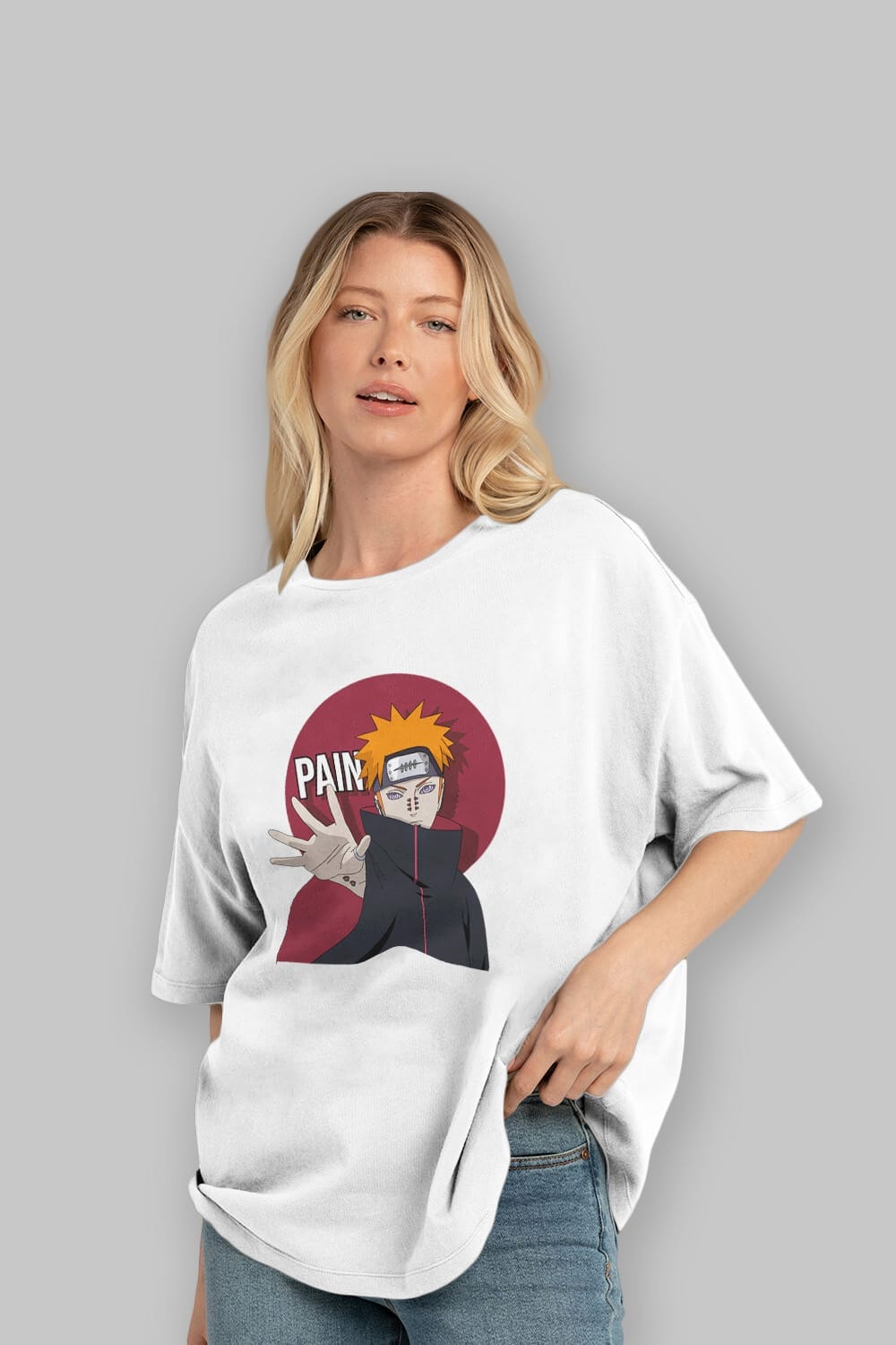 PAIN NARUTO Anime Ön Baskılı Oversize t-shirt %100 pamuk Erkek Kadın Unisex