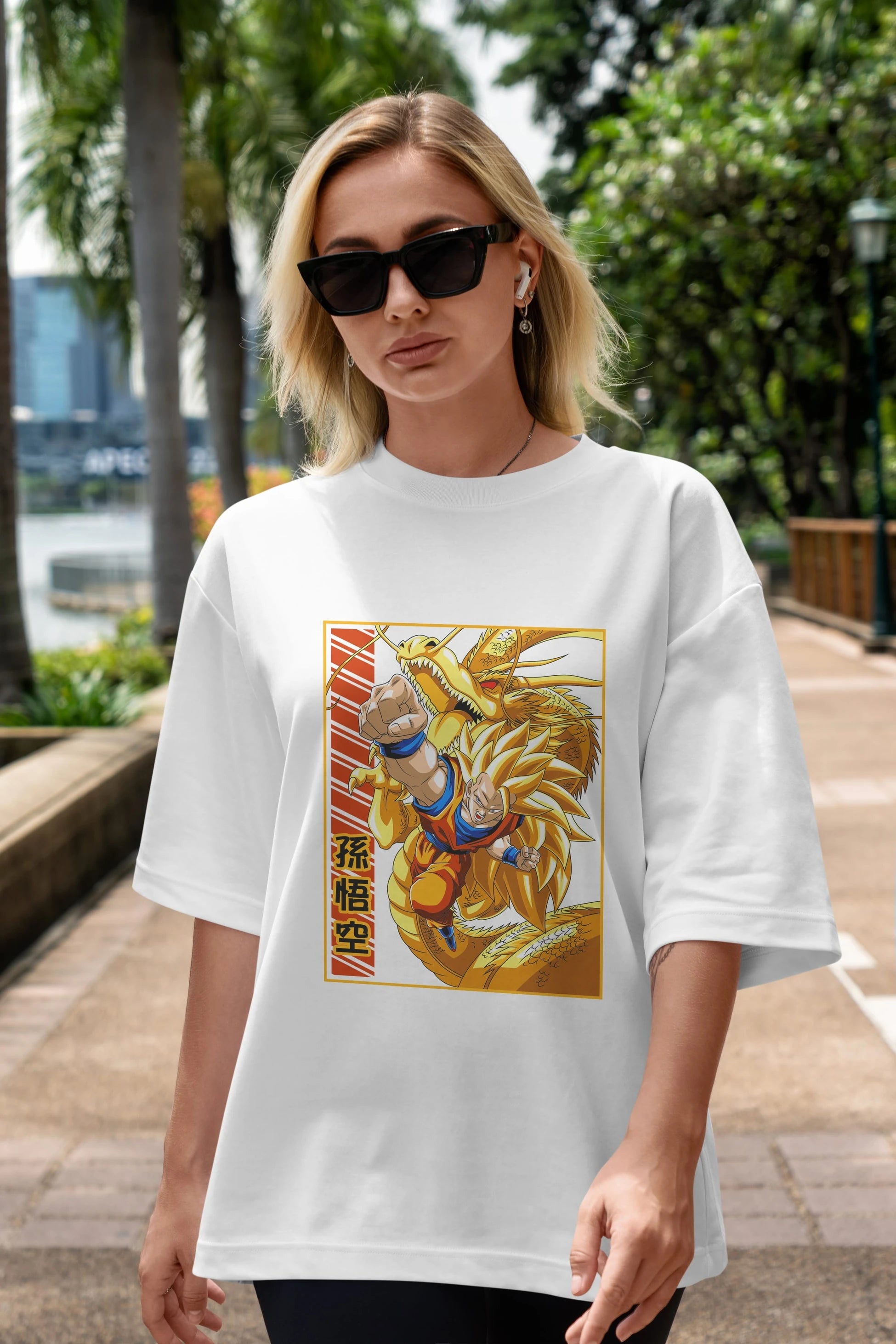 DragonBall Goku Anime Ön Baskılı Oversize t-shirt %100 pamuk Erkek Kadın Unisex