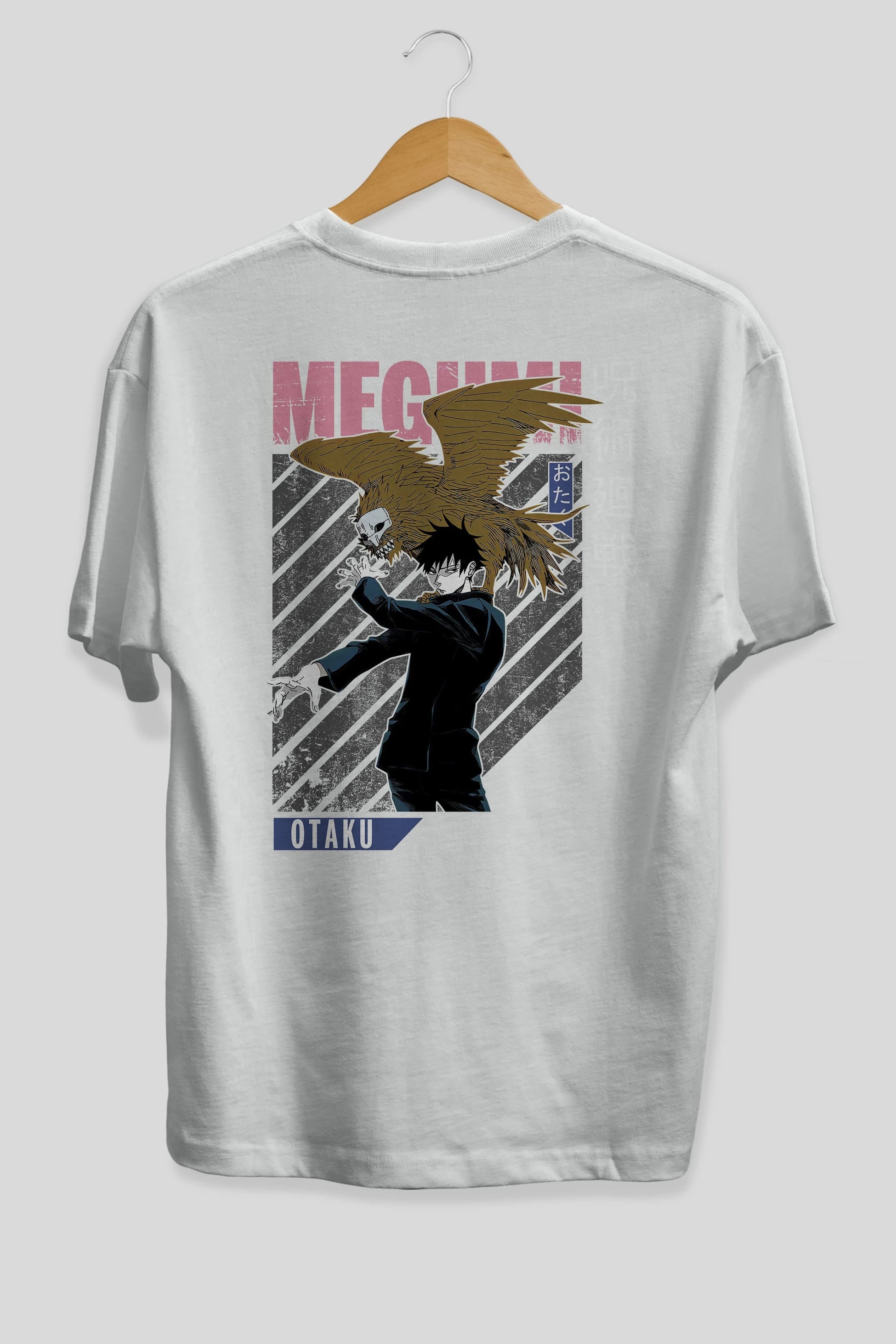 Megumi Fushiguro 2 Anime Arka Baskılı Oversize t-shirt Erkek Kadın Unisex