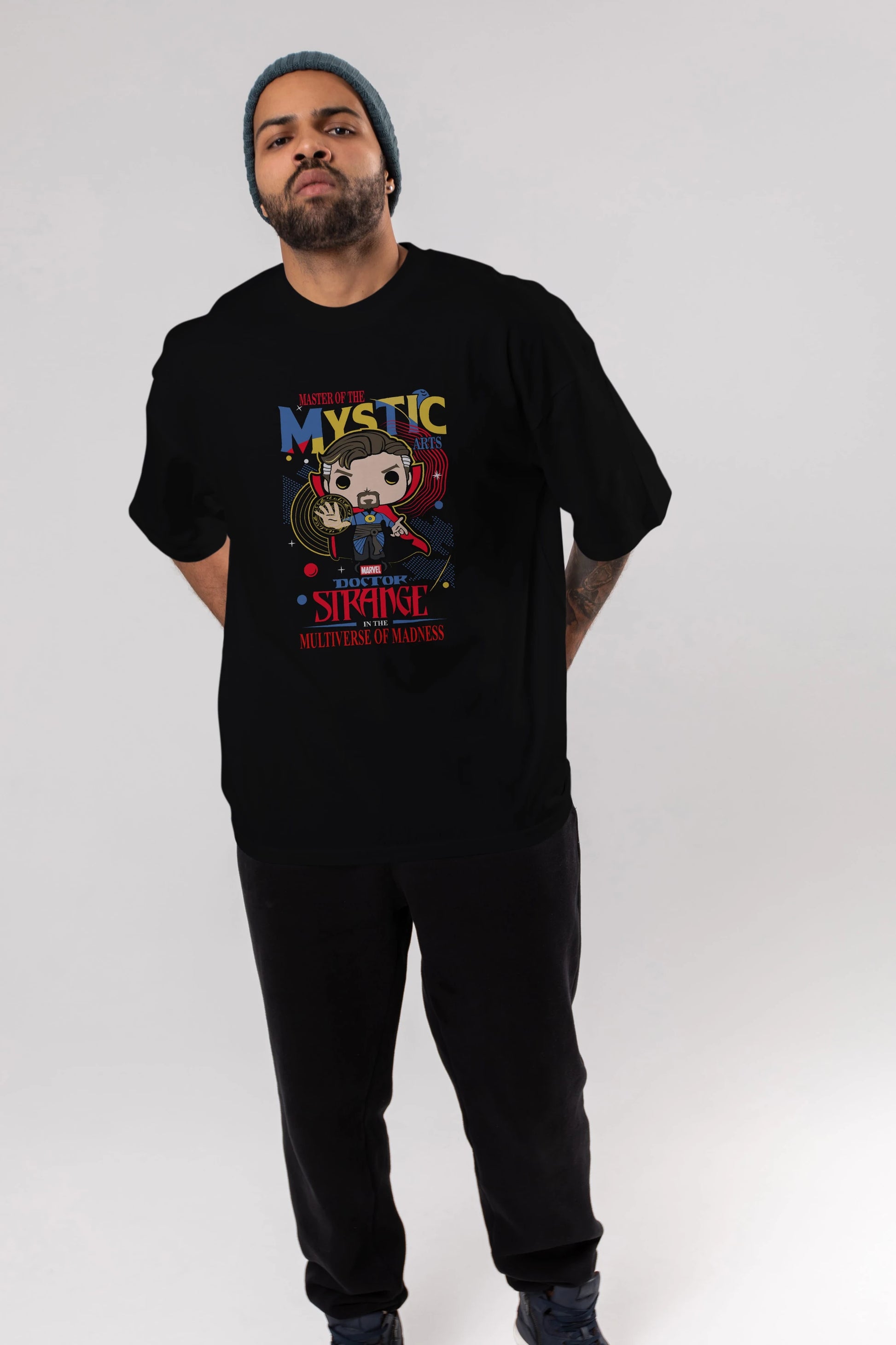 Doctor Strange Ön Baskılı Oversize t-shirt Erkek Kadın Unisex %100 Pamuk Bisiklet Yaka tişort