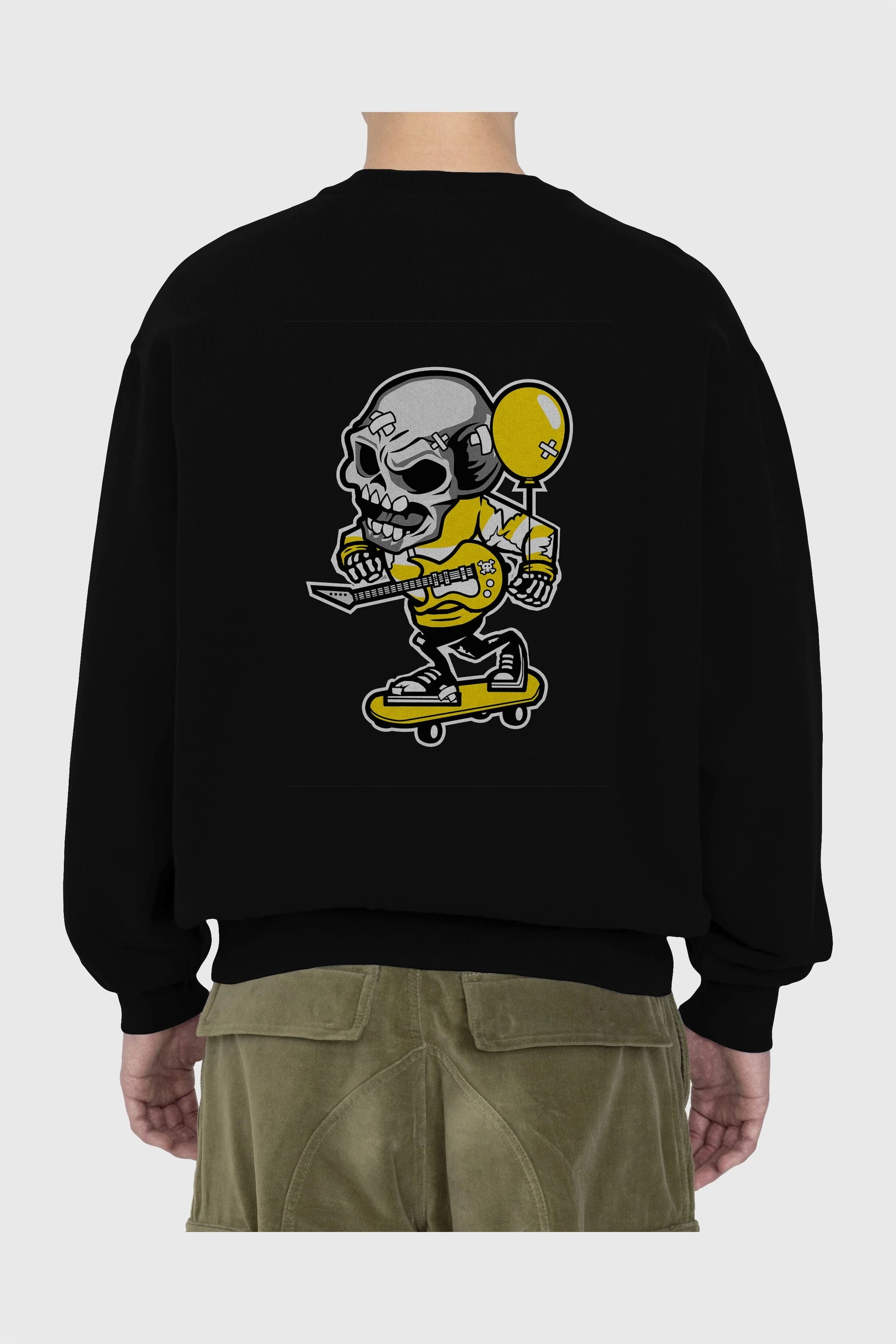 Skull Skater Arka Baskılı Oversize Sweatshirt Erkek Kadın Unisex