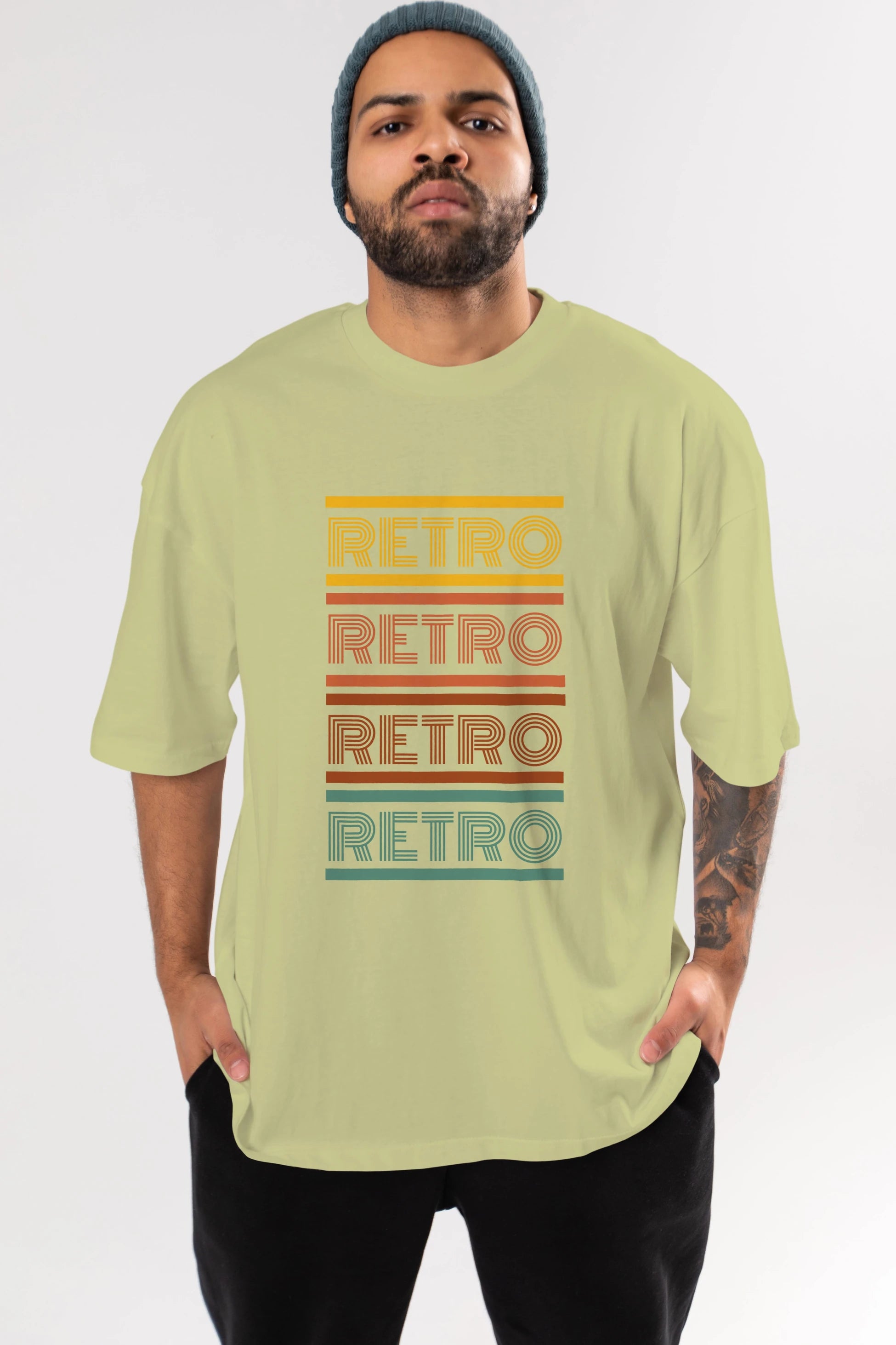 Retro Yazılı Ön Baskılı Oversize t-shirt Erkek Kadın Unisex
