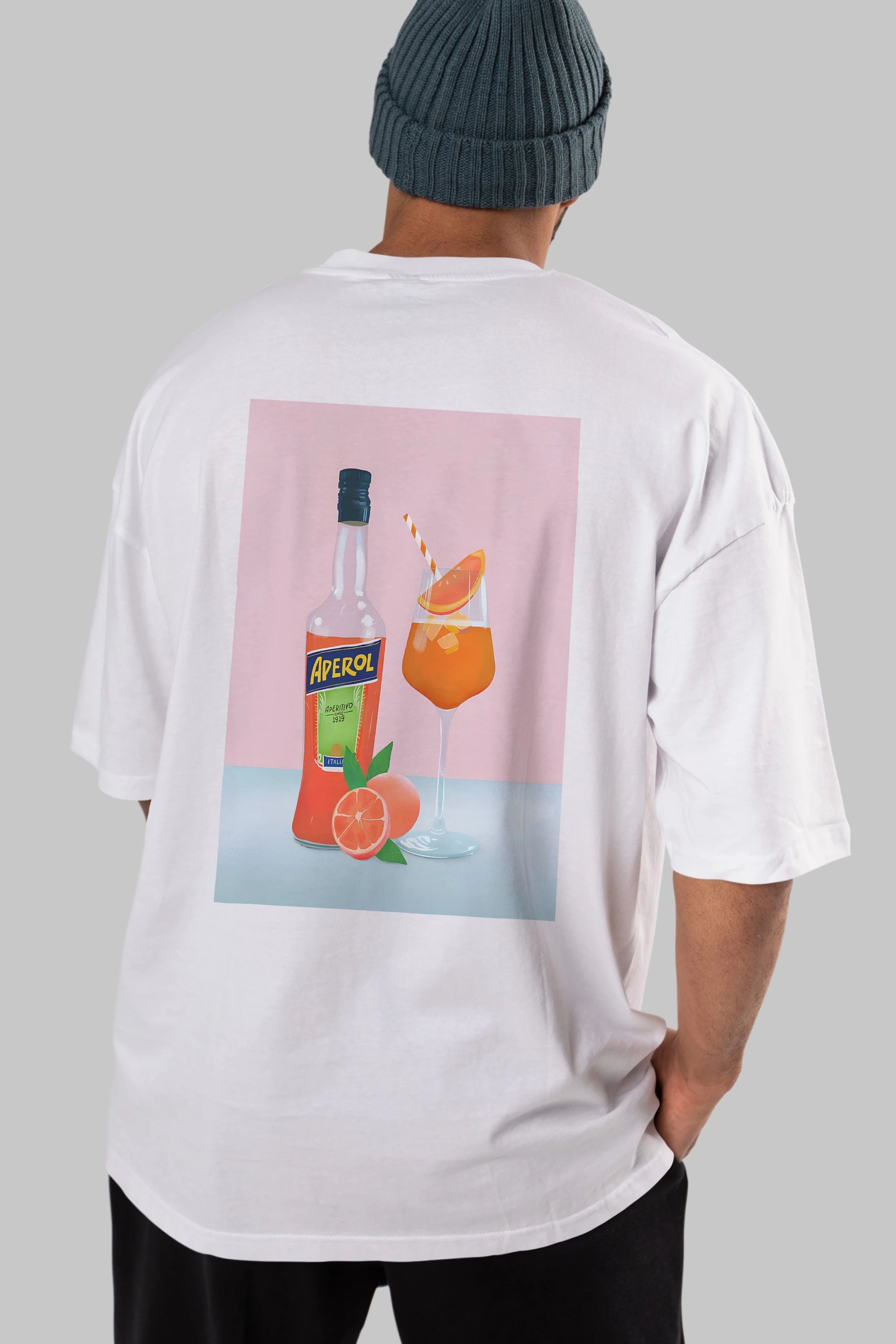 Aperol Spritz 3 Arka Baskılı Oversize t-shirt Erkek Kadın Unisex %100 Pamuk Bisiklet Yaka tişort