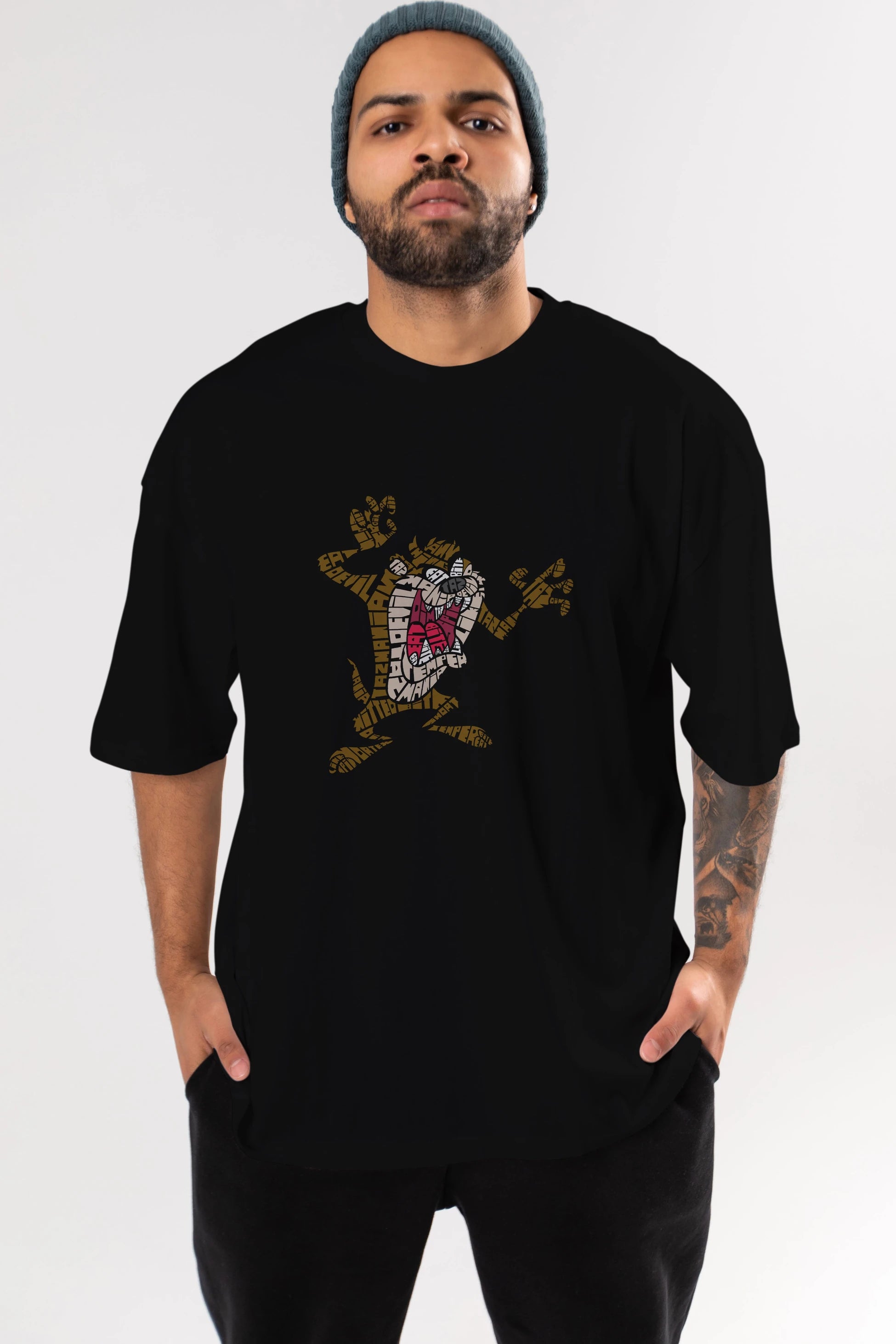 Tazmania Ön Baskılı Oversize t-shirt %100 pamuk Erkek Kadın Unisex