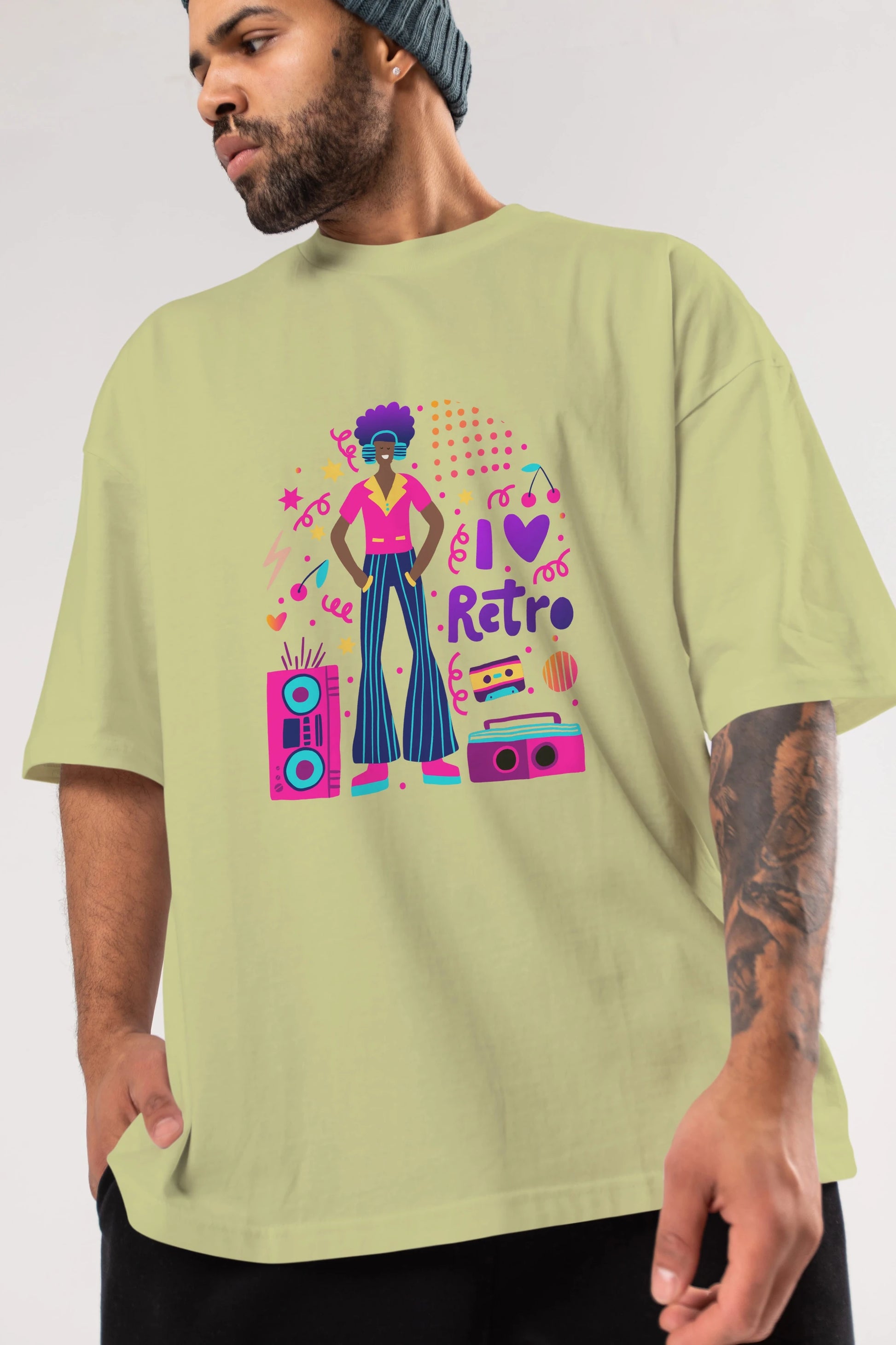 Retro Boy Party Ön Baskılı Oversize t-shirt Erkek Kadın Unisex