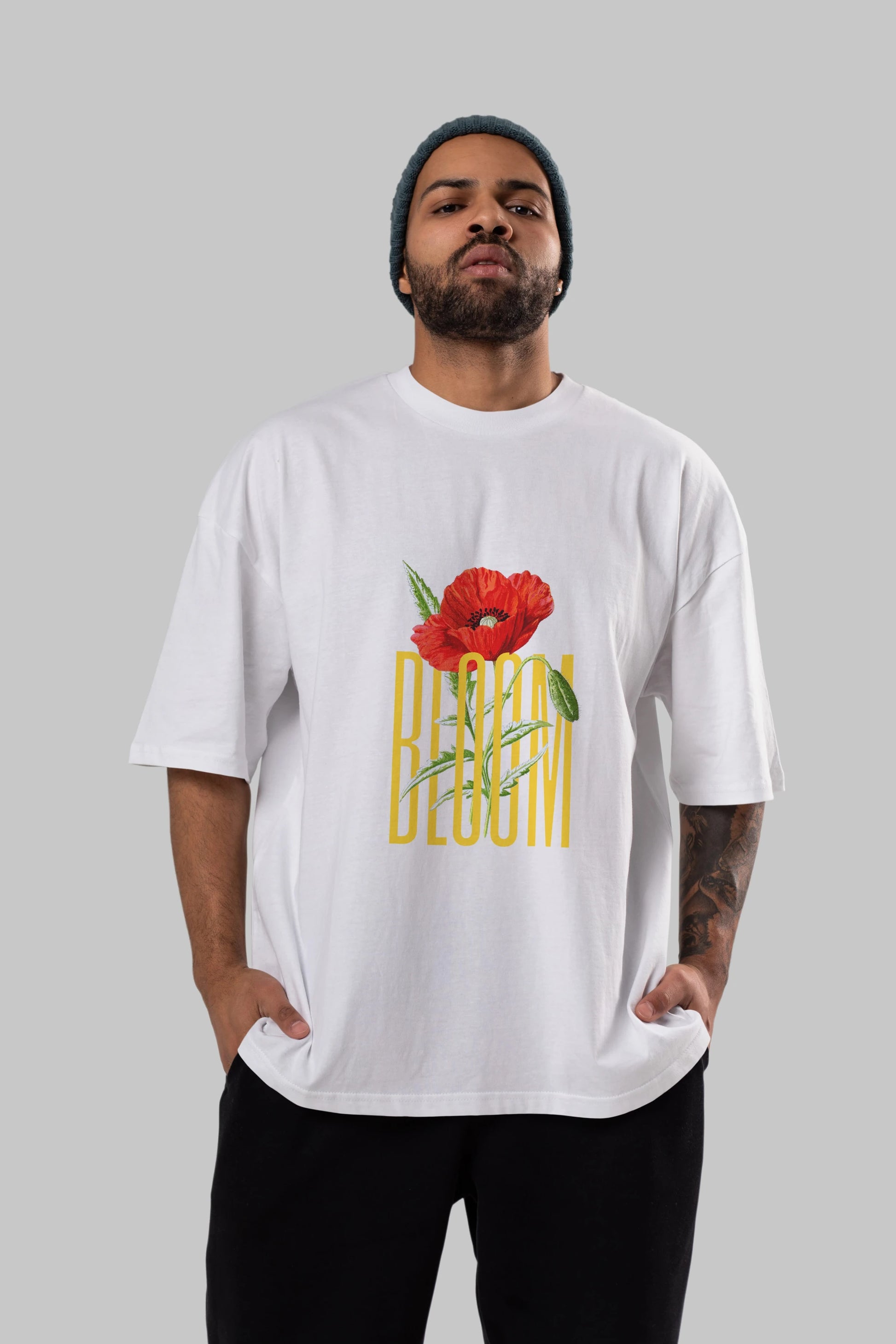 Bloom Flower Ön Baskılı Oversize t-shirt Erkek Kadın Unisex