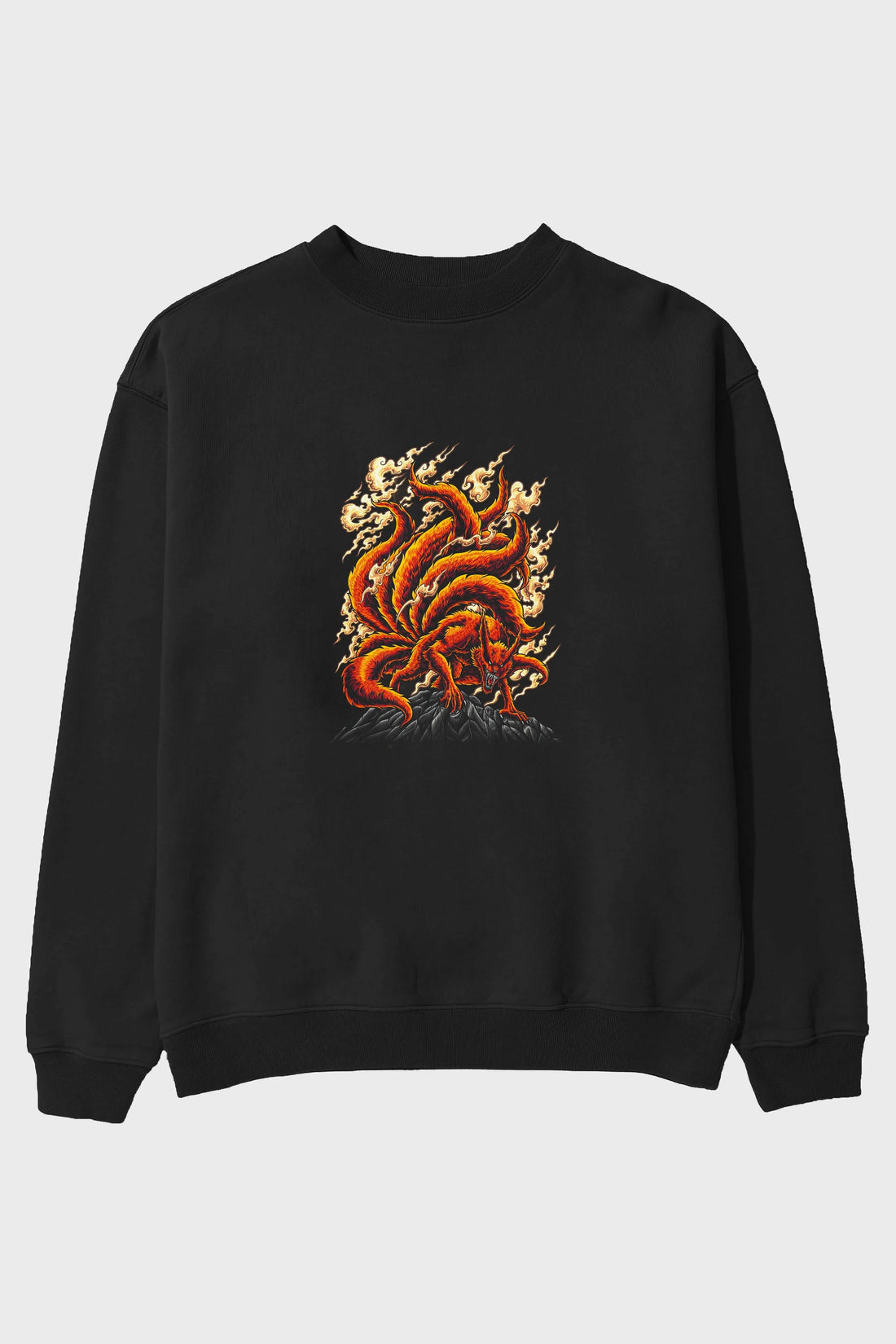 NARUTO KYUUBI Anime Ön Baskılı Oversize Sweatshirt Erkek Kadın Unisex
