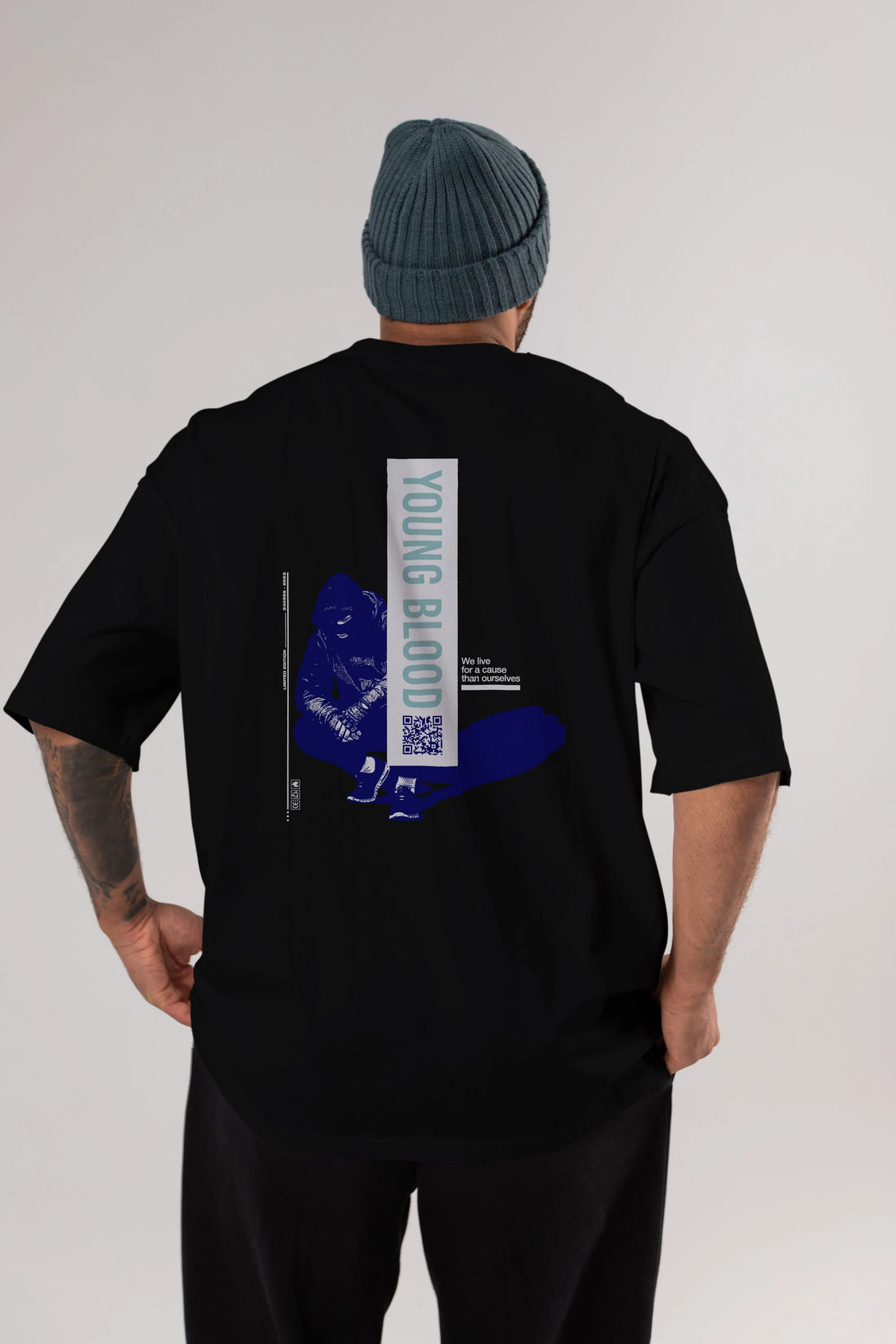 Young Blood Arka Baskılı Oversize t-shirt Erkek Kadın Unisex
