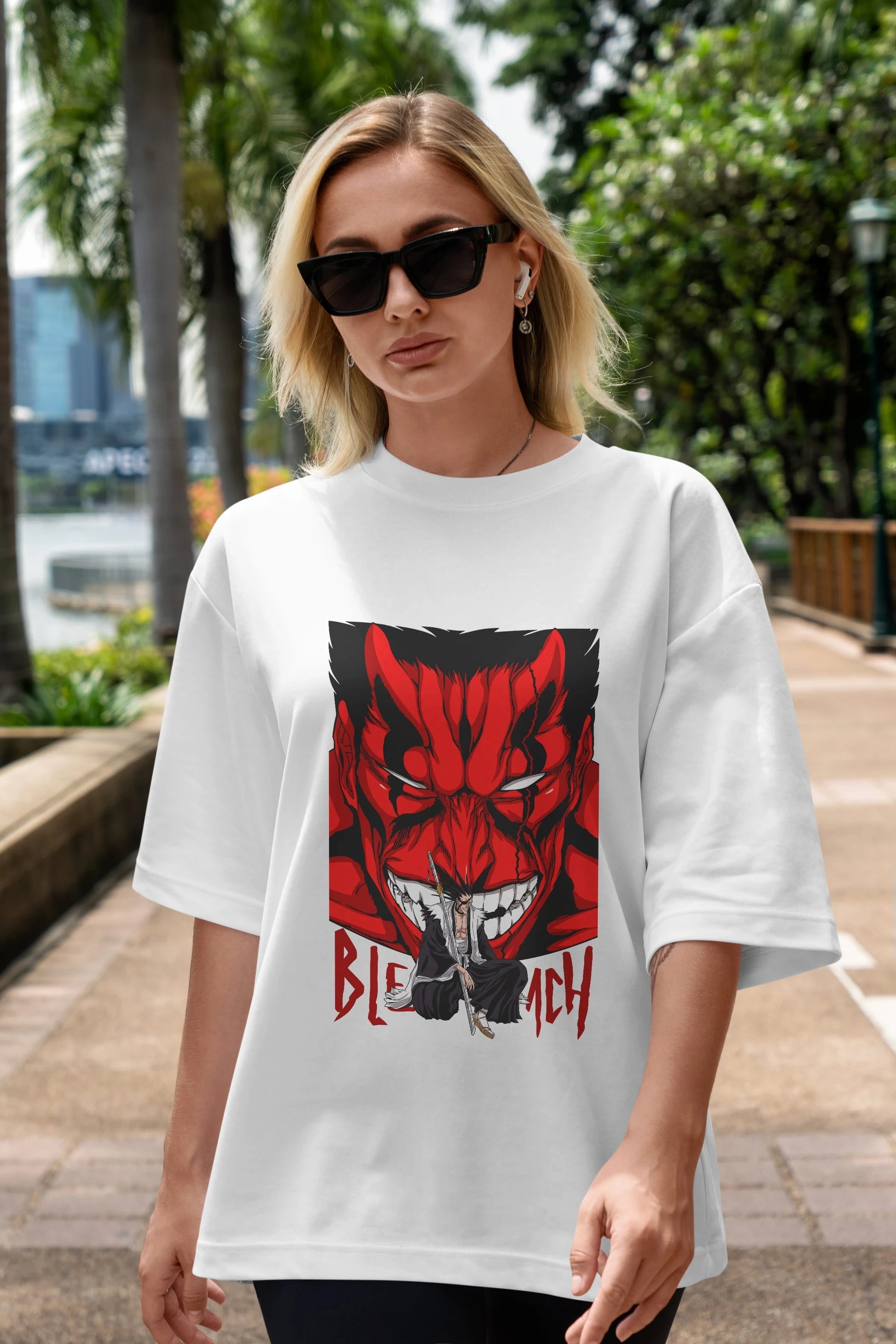KENPACHI ZARAKI BLEACH Anime Ön Baskılı Oversize t-shirt %100 pamuk Erkek Kadın Unisex