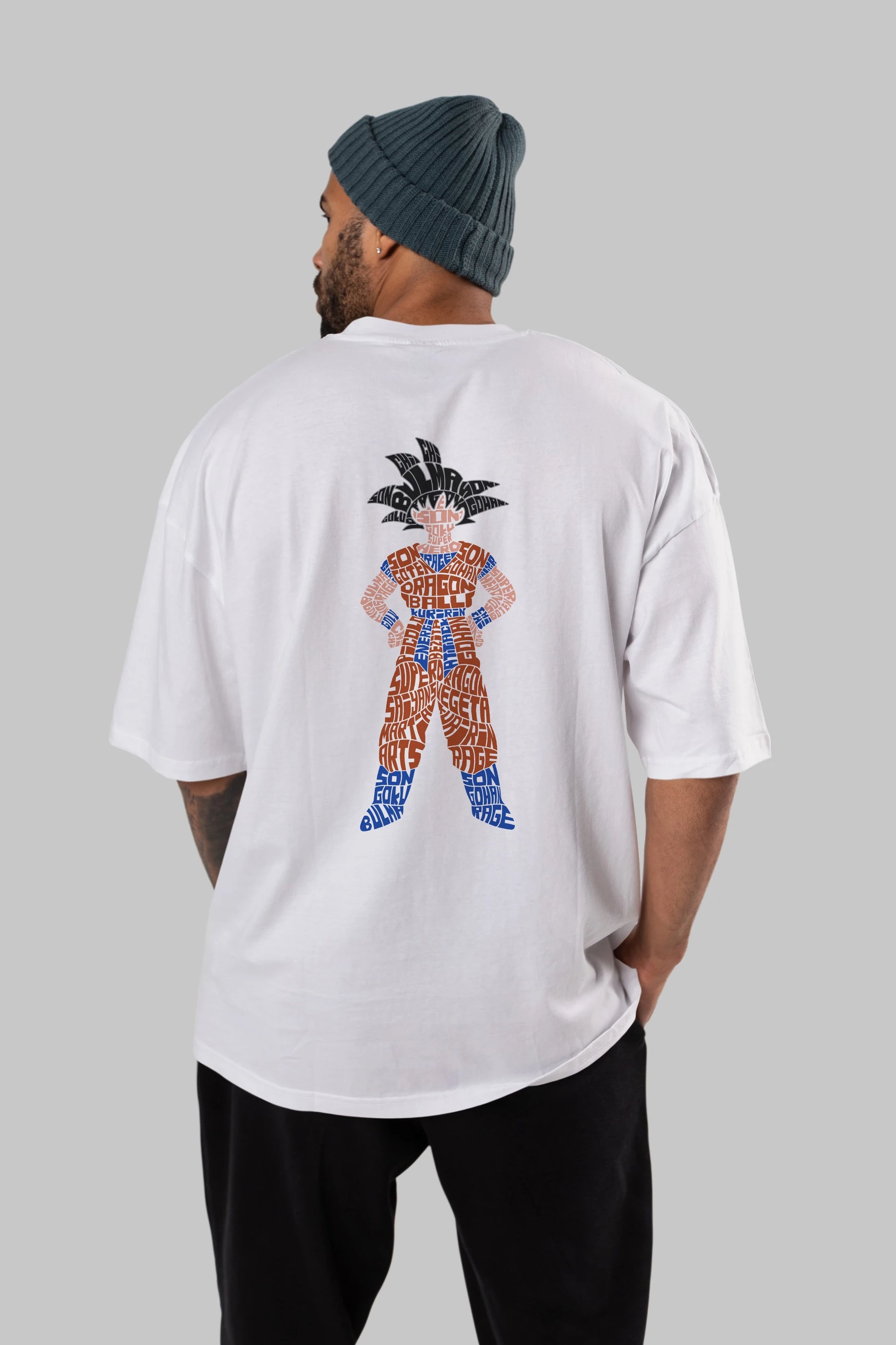 Goku Arka Baskılı Oversize t-shirt %100 pamuk Erkek Kadın Unisex