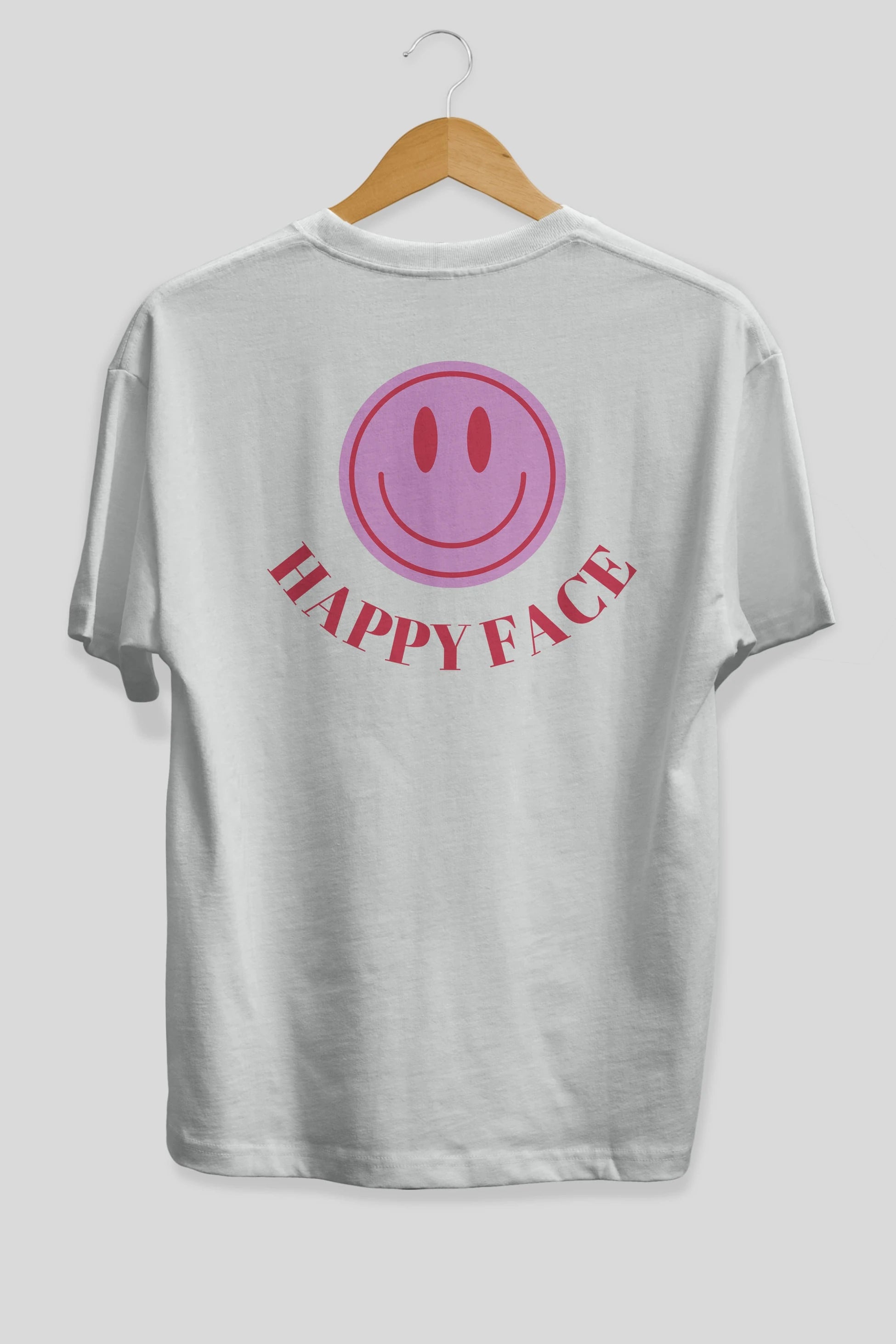 Happy Face Yazılı Arka Baskılı Oversize t-shirt Erkek Kadın Unisex