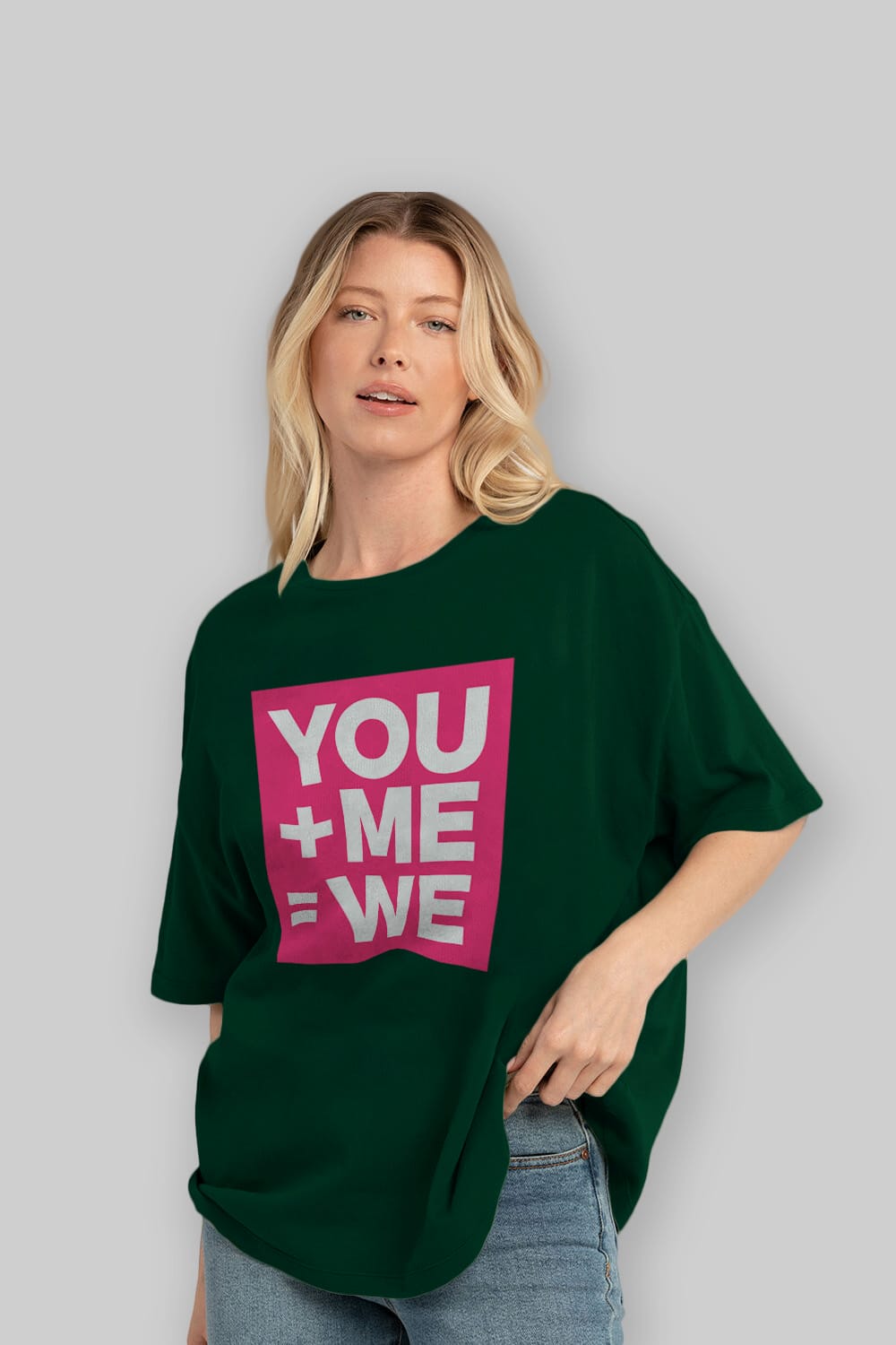 You Me We Yazılı Ön Baskılı Oversize t-shirt Erkek Kadın Unisex