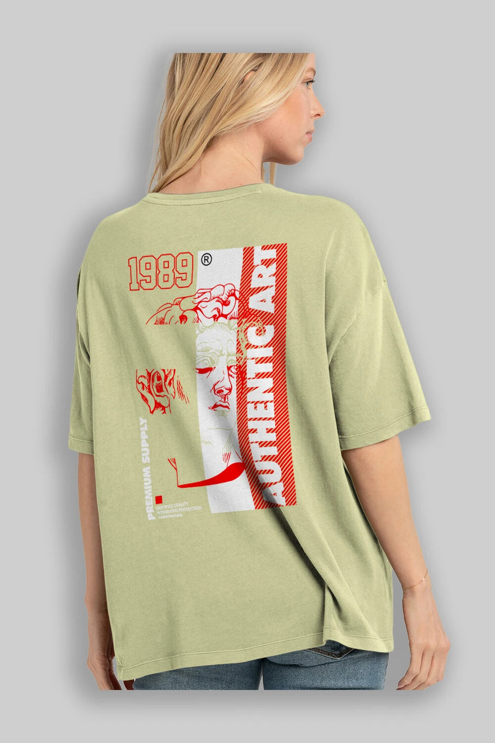 Authentic Art Arka Baskılı Oversize t-shirt Erkek Kadın Unisex
