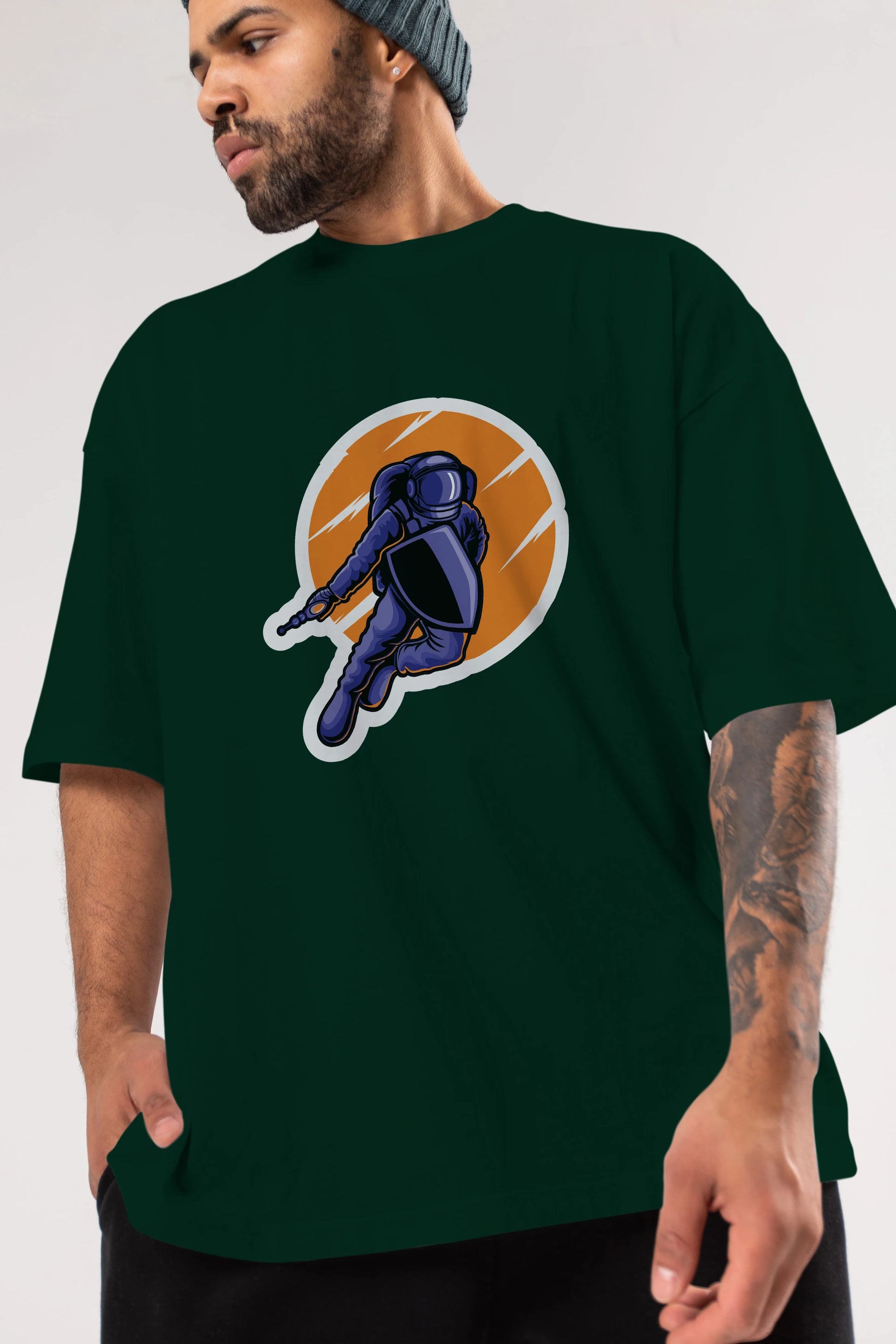 Astro Wars Sticker Ön Baskılı Oversize t-shirt Erkek Kadın Unisex