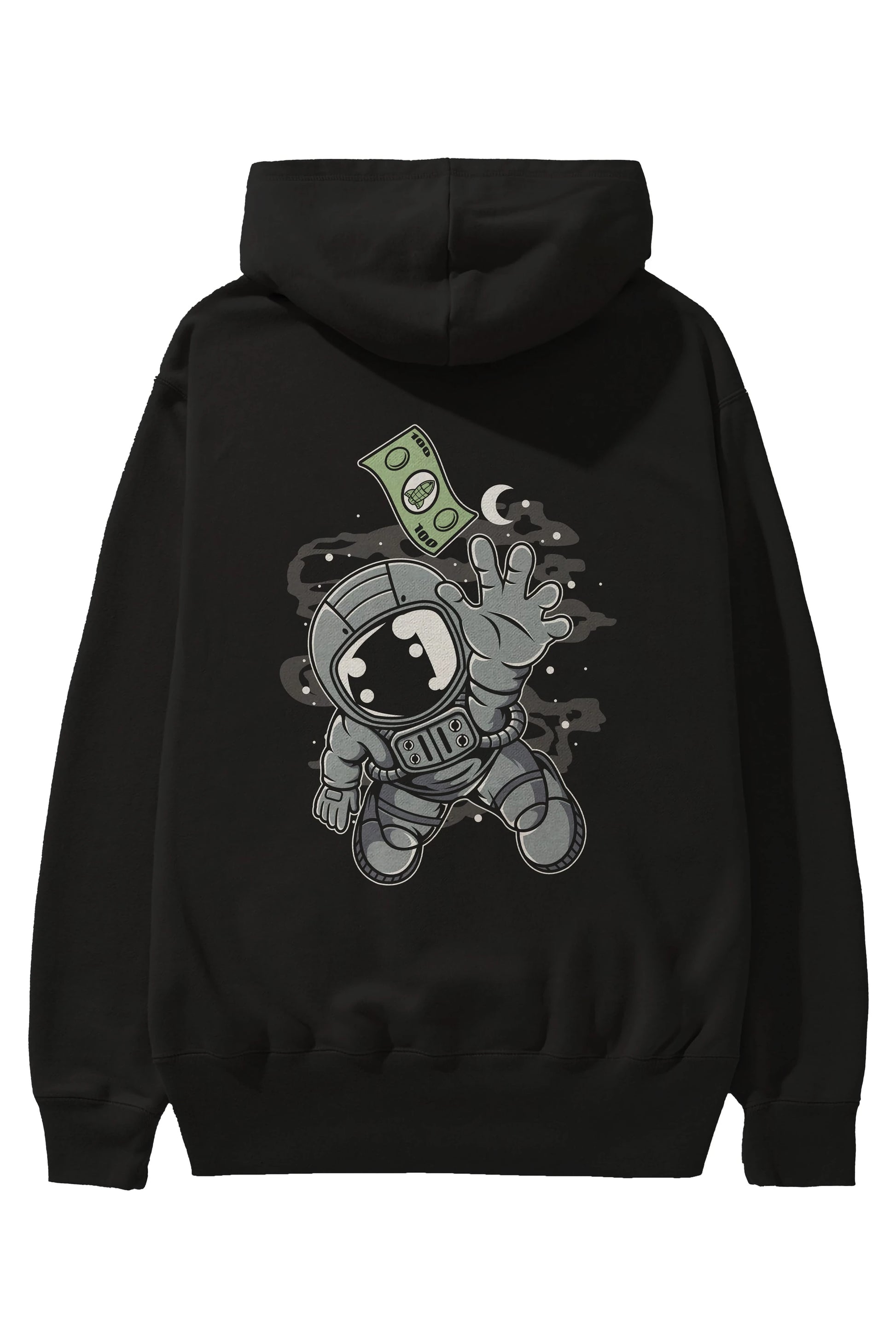 Astronaut Dollar Arka Baskılı Hoodie Oversize Kapüşonlu Sweatshirt Erkek Kadın Unisex