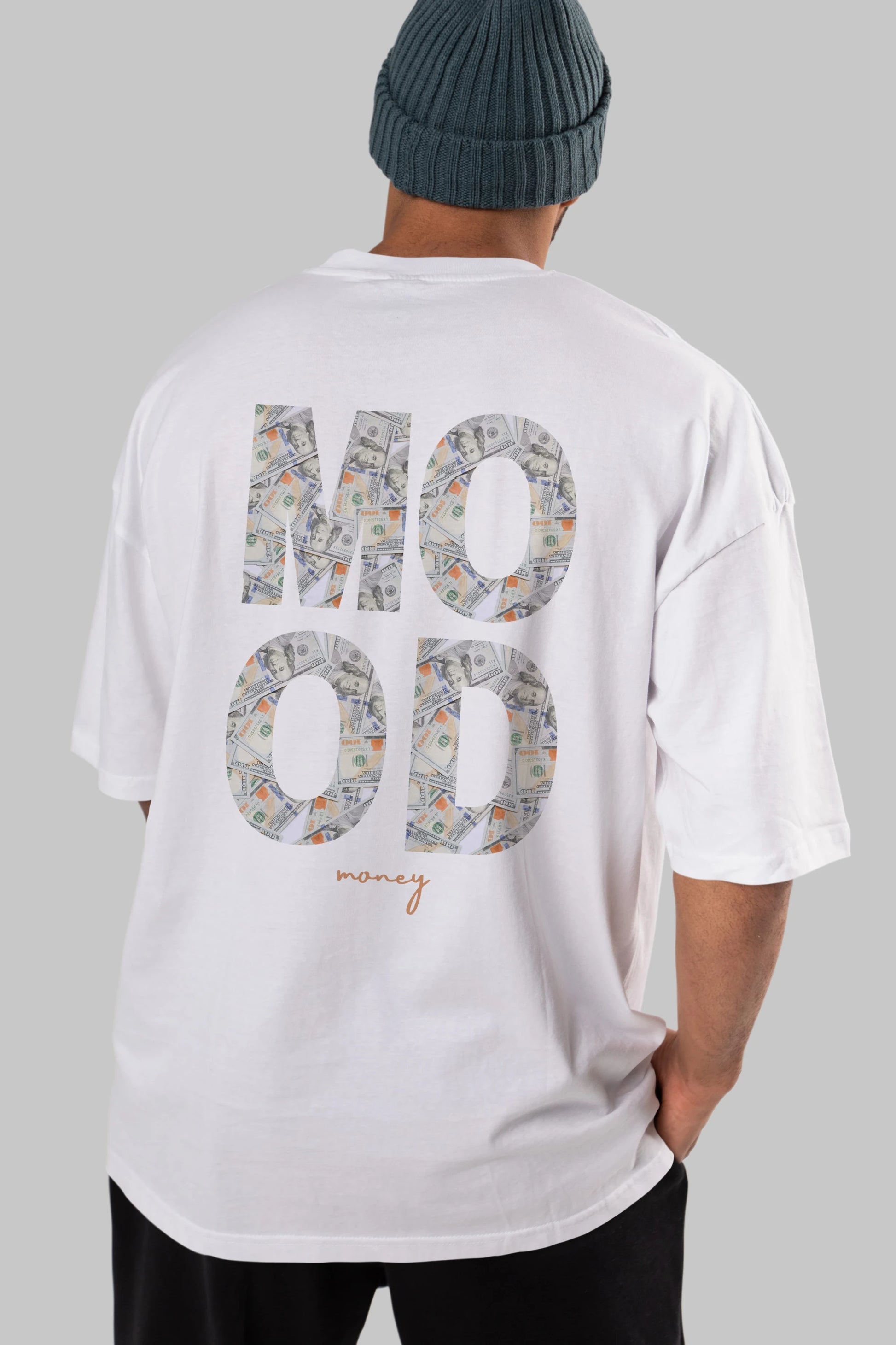 Mood Money Yazılı Arka Baskılı Oversize t-shirt Erkek Kadın Unisex