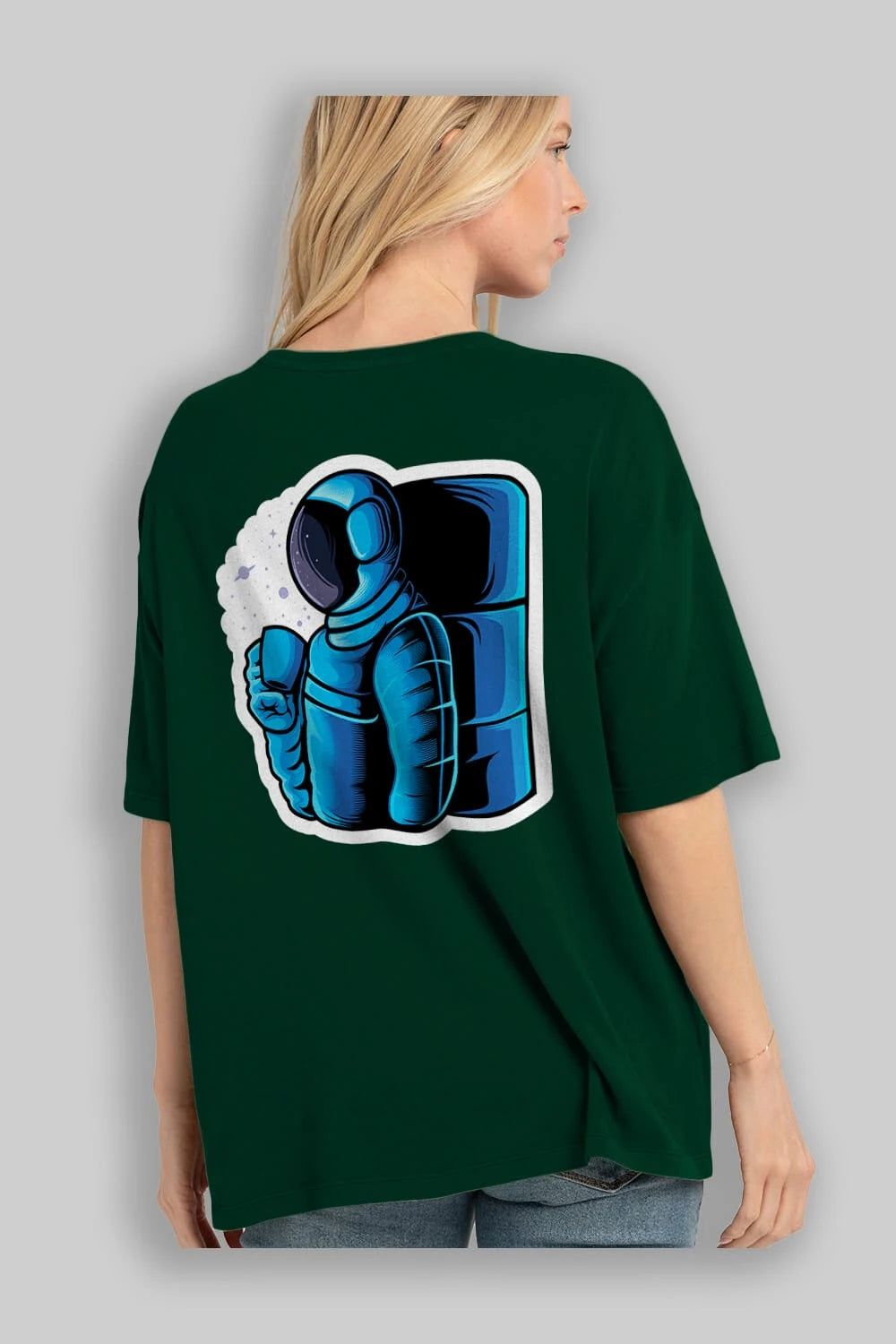 Drinking coffee in space sticker Arka Baskılı Oversize t-shirt Erkek Kadın Unisex