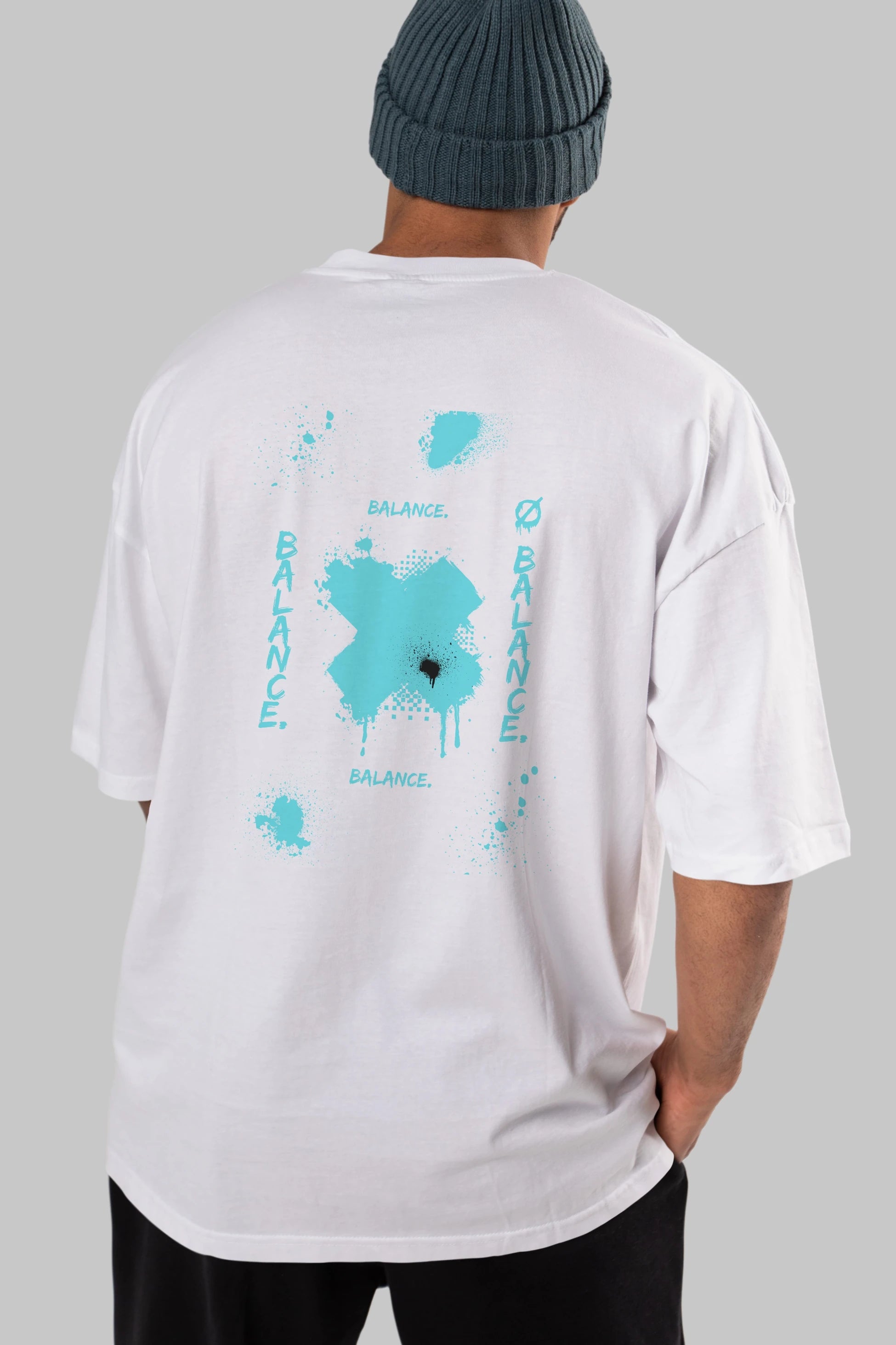 Balance Balance Yazılı Arka Baskılı Oversize t-shirt Erkek Kadın Unisex
