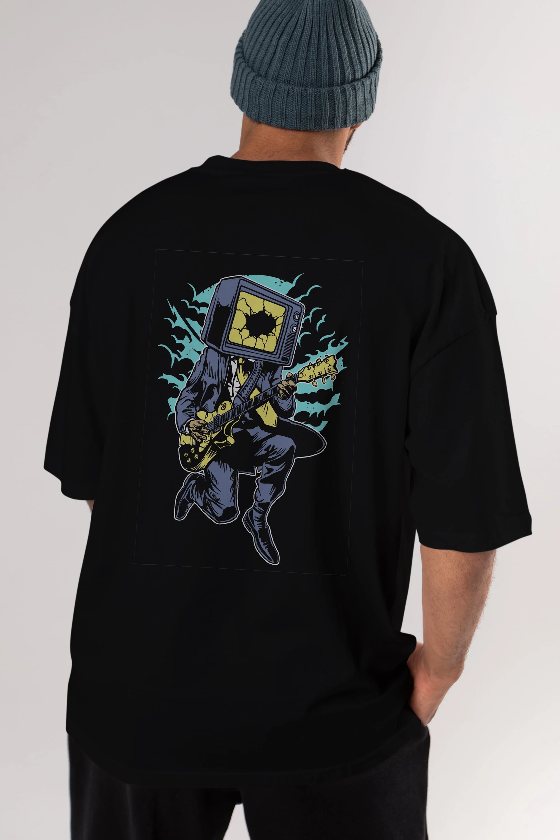 Death Rock Arka Baskılı Oversize t-shirt Erkek Kadın Unisex %100 Pamuk