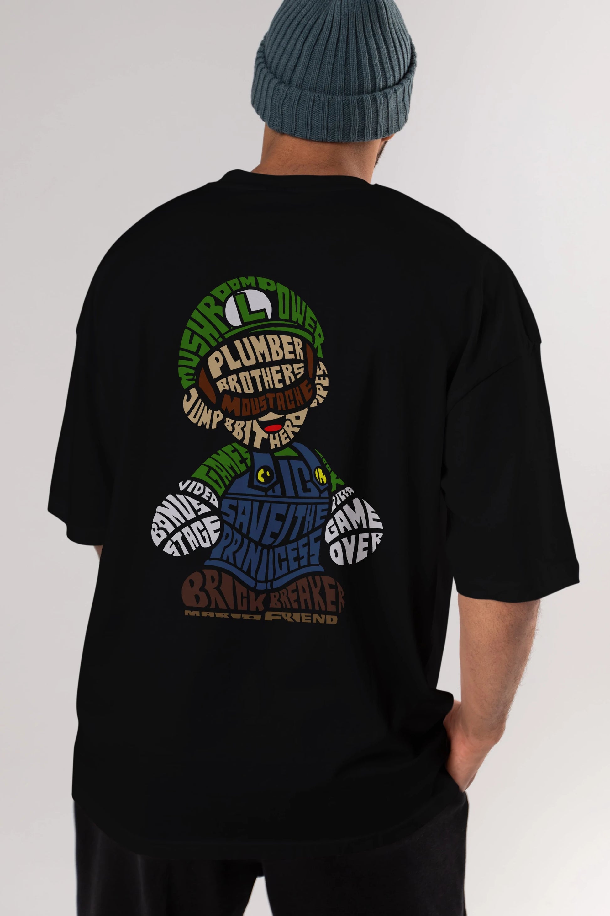 Plumber Brothers Arka Baskılı Oversize t-shirt %100 pamuk Erkek Kadın Unisex