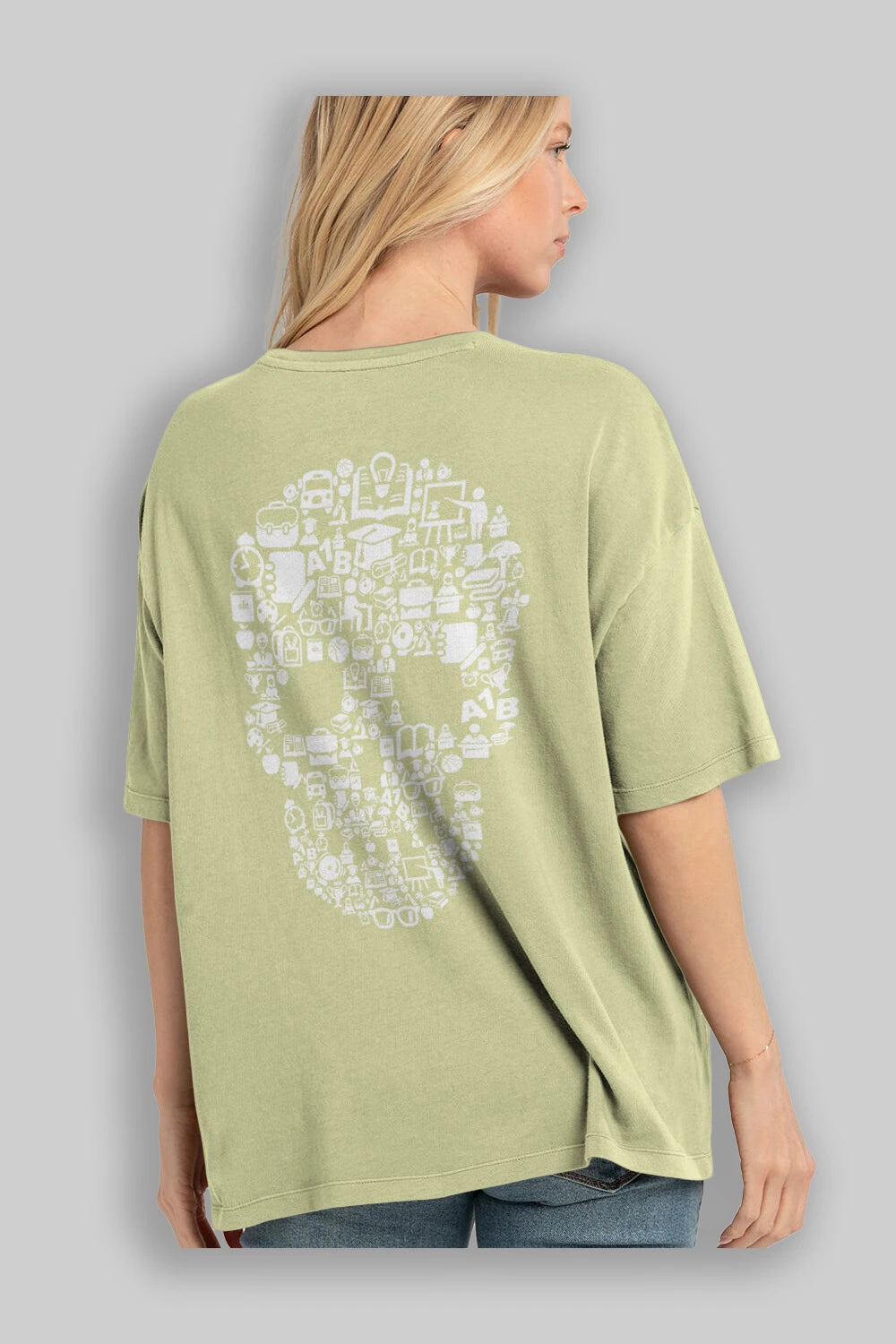 Dead  School Arka Baskılı Oversize t-shirt %100 pamuk Erkek Kadın Unisex