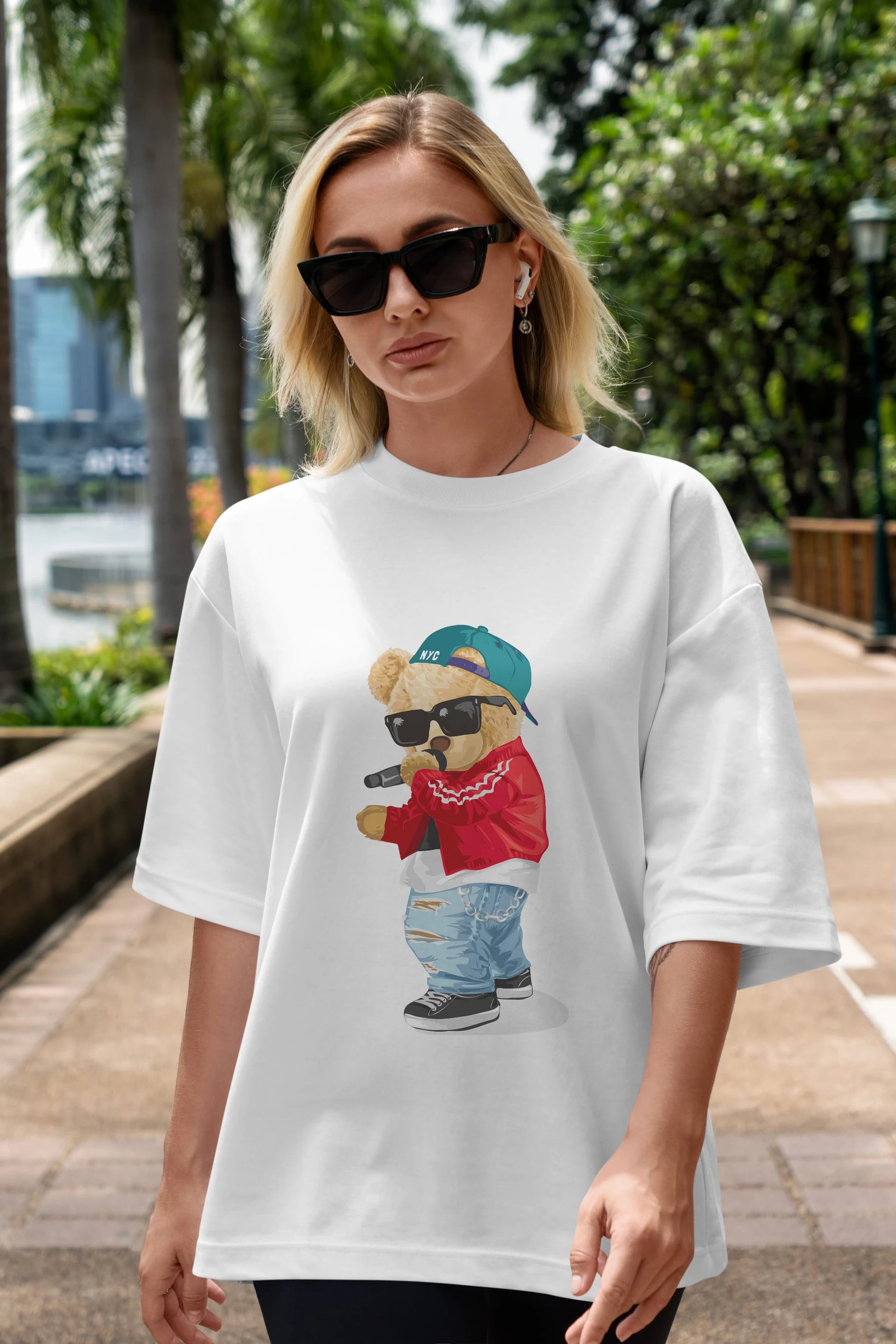 Teddy Bear Şarkıcı Ön Baskılı Oversize t-shirt Erkek Kadın Unisex %100 Pamuk